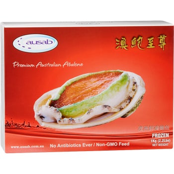 FARMED ABALONE W/SHELL PRODUCT OF AUSTRALIA 10 COUNT/2.2 POUNDS