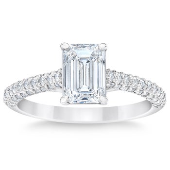 2.22CTW EMERALD CUT PLATINUM WEDDING RING 1.70CT CENTER VVS1 ¨F¨