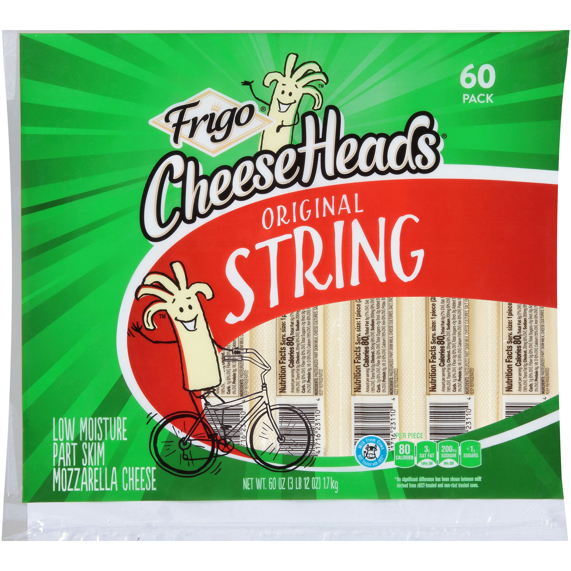 FRIGO CHEESEHEADS STRING CHEESE 60 CT / 1 OZ