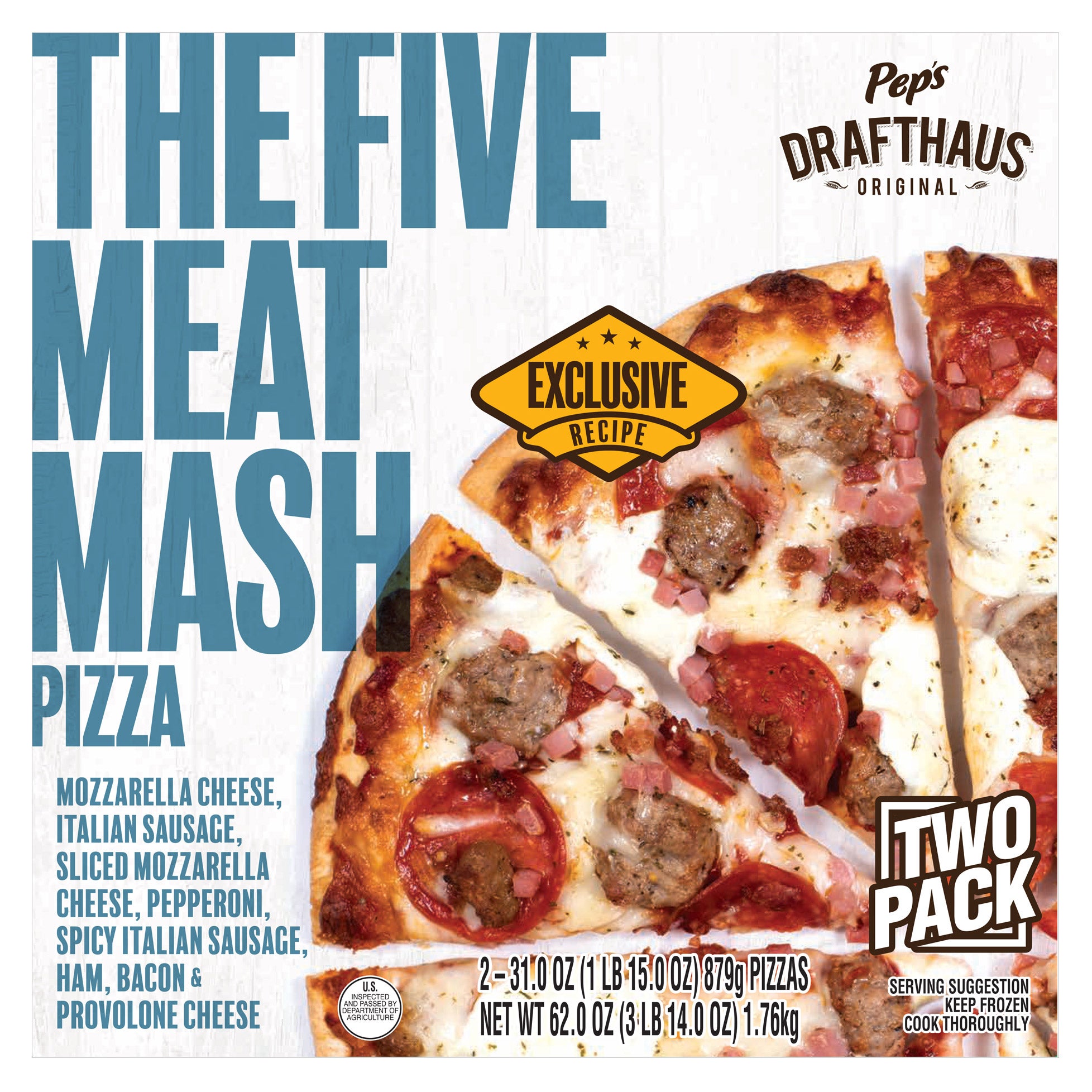 PEP'S DRAFTHAUS FIVE MEAT MASH PIZZA 2 PK / 62 OZ - Image 1