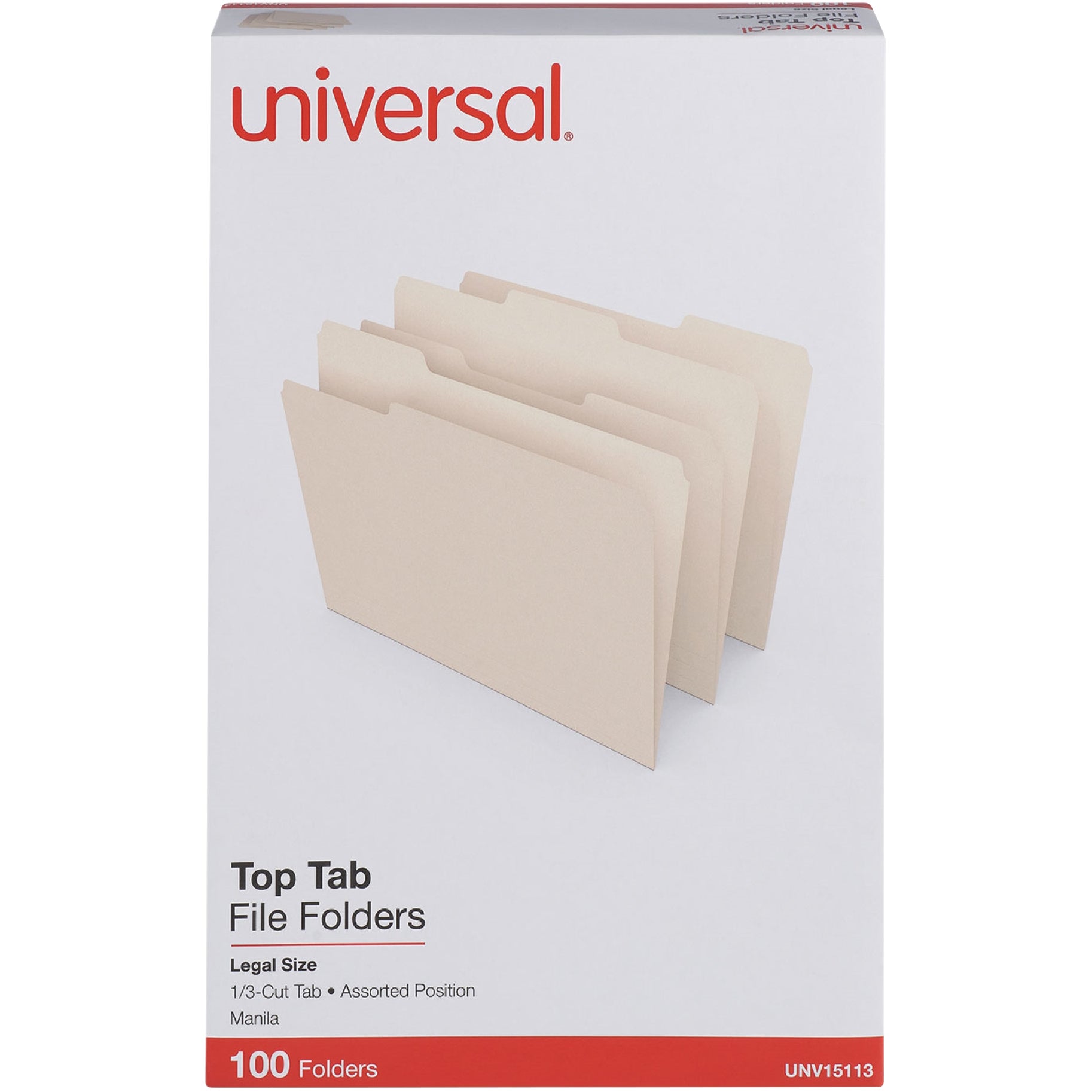 UNIVERSAL LEGAL TOP-TAB FILE FOLDER UNV15113 MANILA 100CT