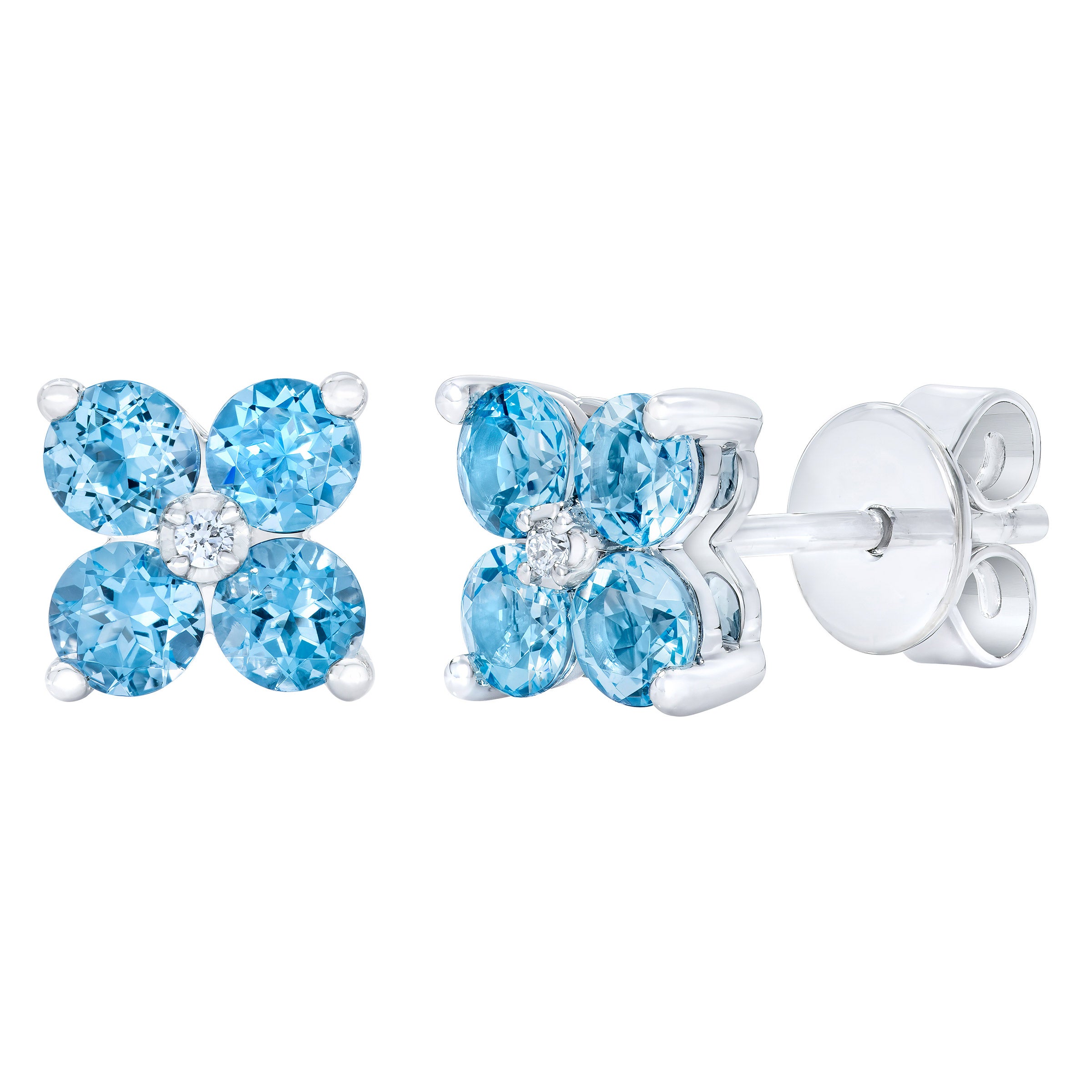 14KT WHITE GOLD .01CTW VS2I DIAMOND AND OPAL EARRINGS - Image 1