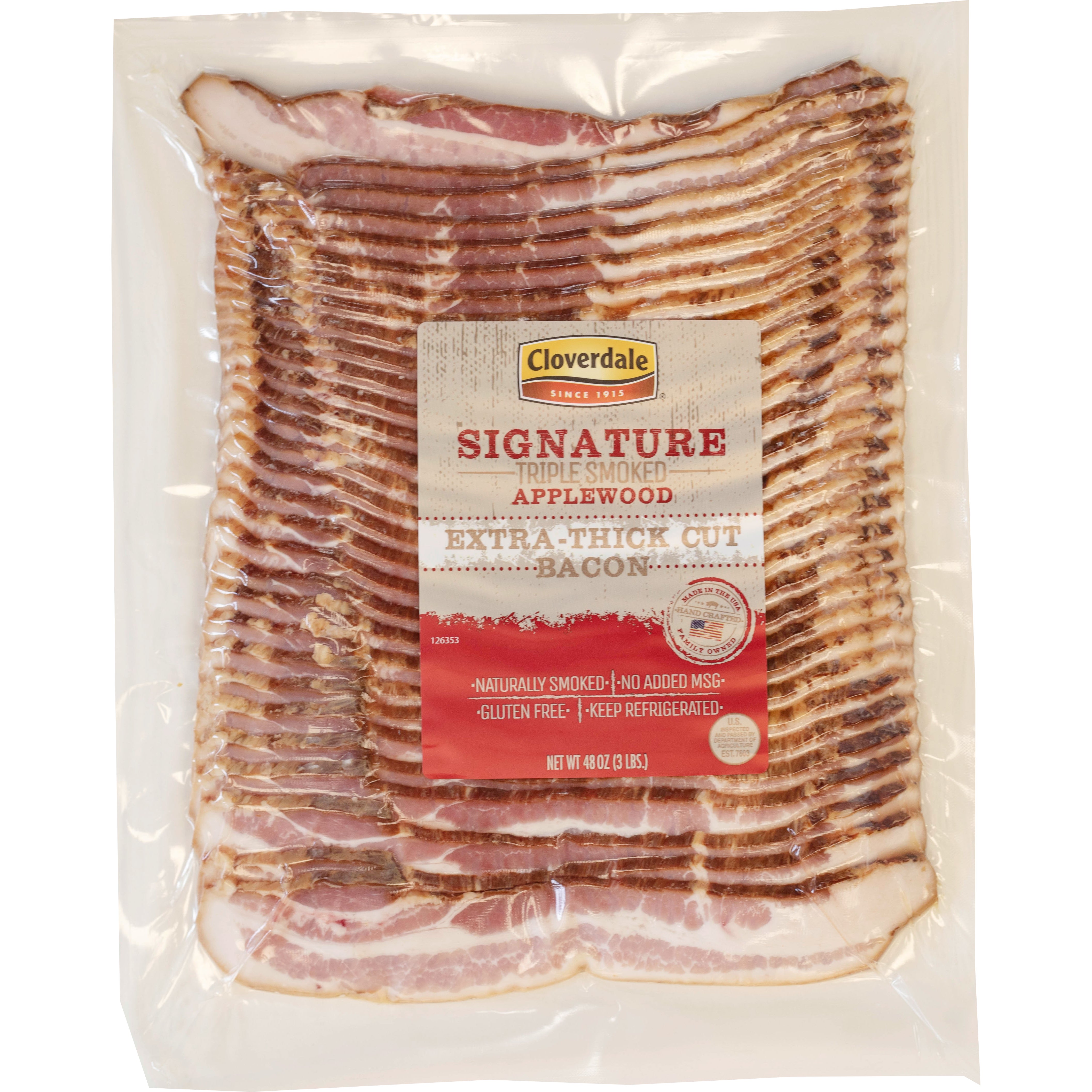 CLOVERDALE EXTRA THICK CUT BACON 3 POUND PACKAGE