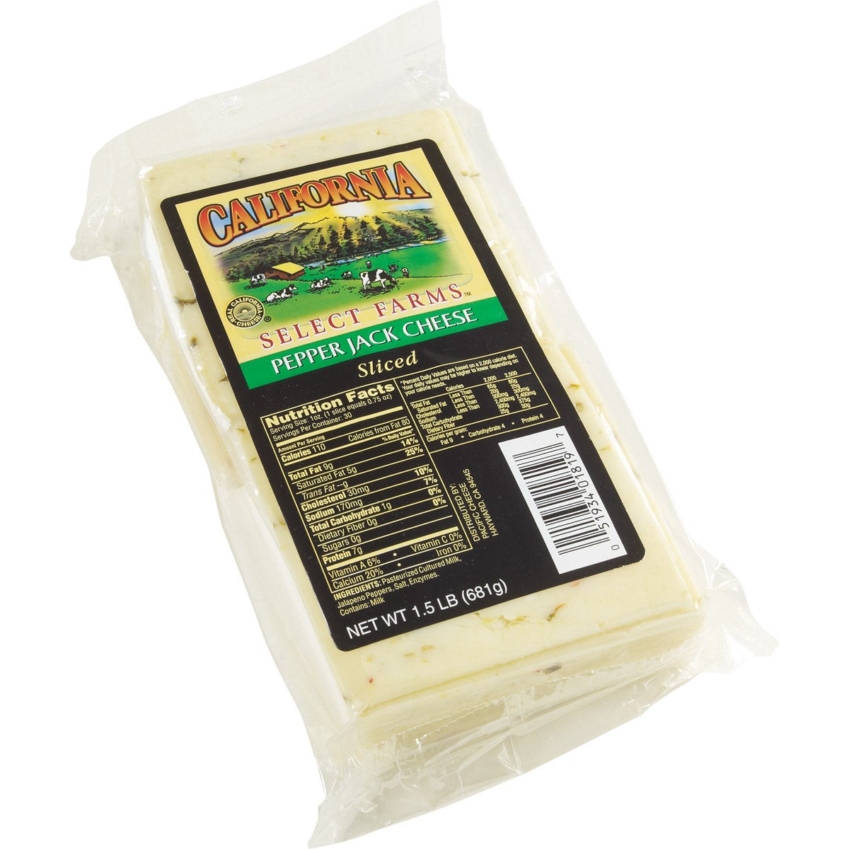 CALIFORNIA SELECT FARM SLICED PEPPER JACK 1.5 LB - Image 1