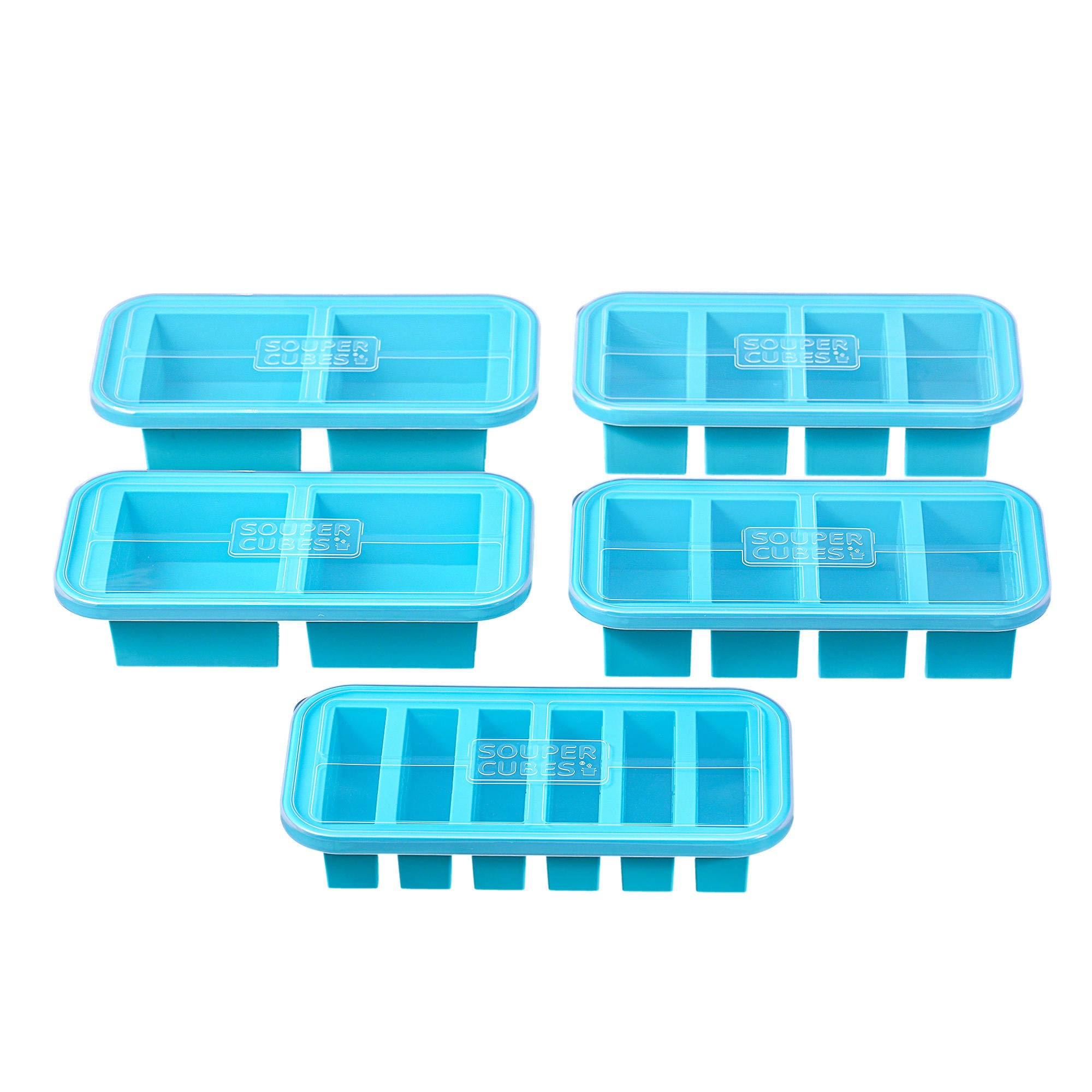 SOUPER CUBES SILICONE FREEZER STORAGE TRAYS, 5-PACK