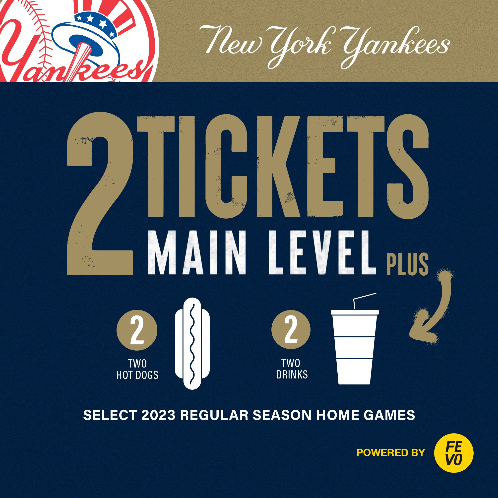 MLB - NEW YORK YANKEES 2 TICKETS + CONCESSION ITEM IS NON-REFUNDABLE