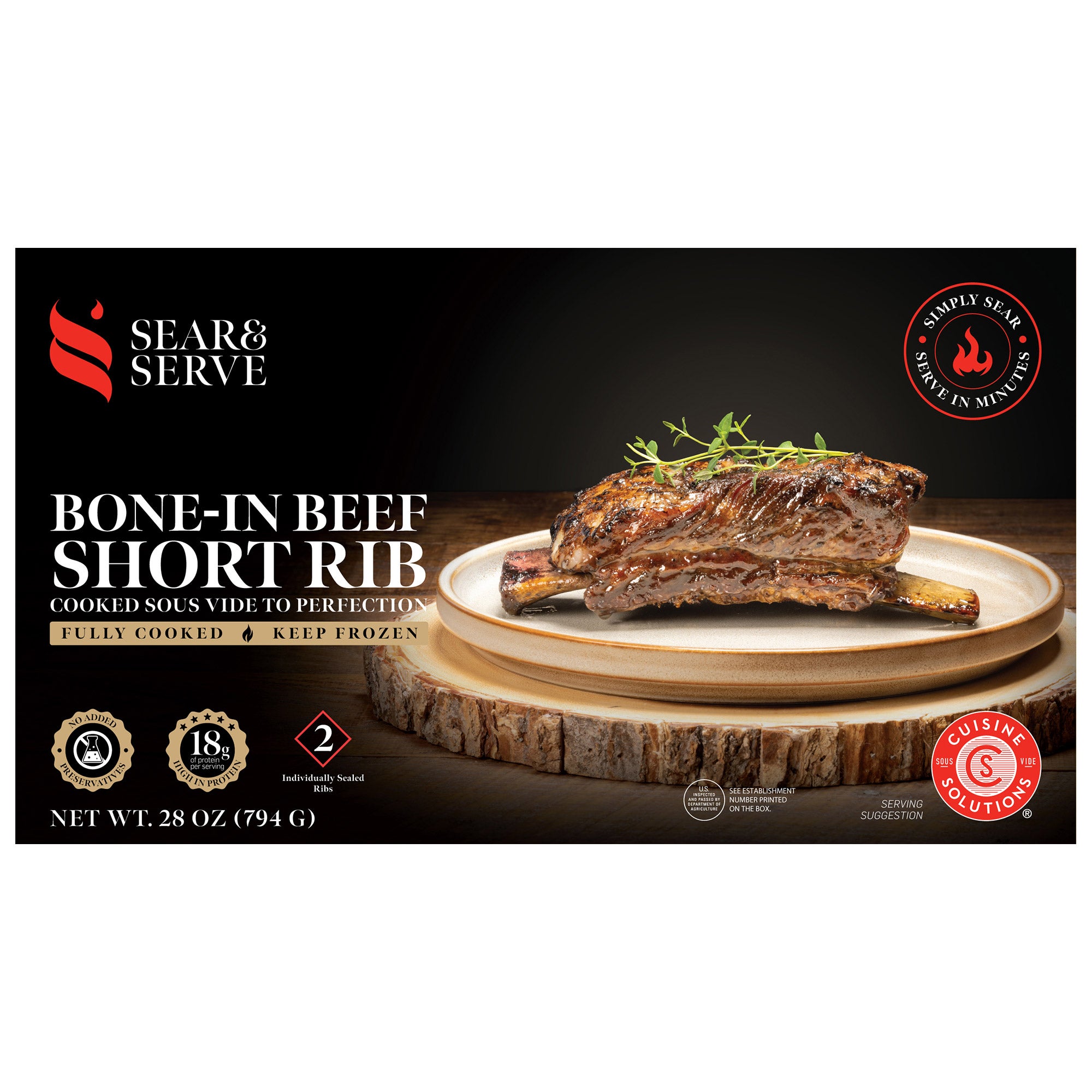 CUISINE SOLUTIONS SEAR & SERVE BONE IN BEEF SHORT RIB 28OZ - Image 1