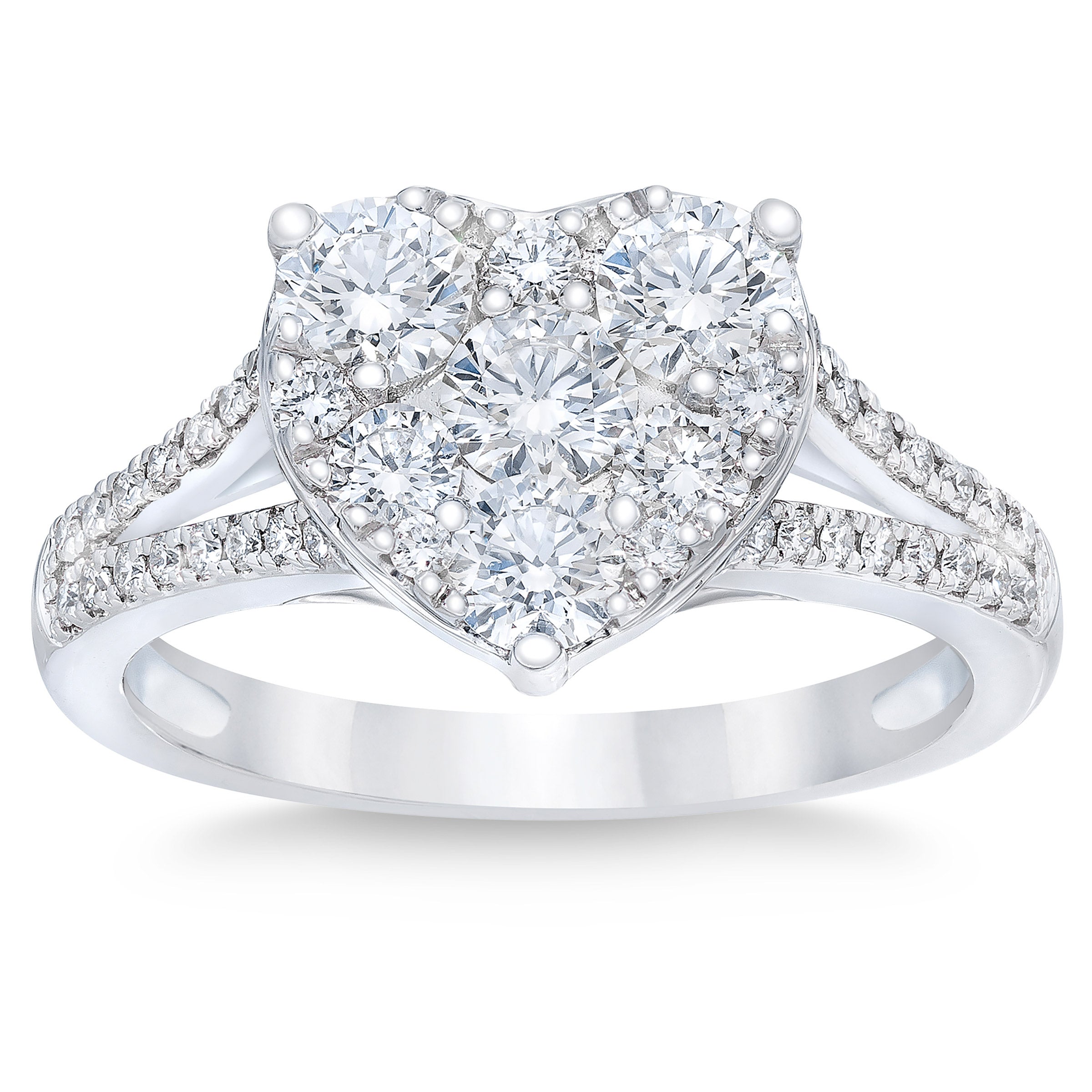 14KT WHITE GOLD VS2 I 1.20CTW ROUND DIAMOND HEART SHAPED RING