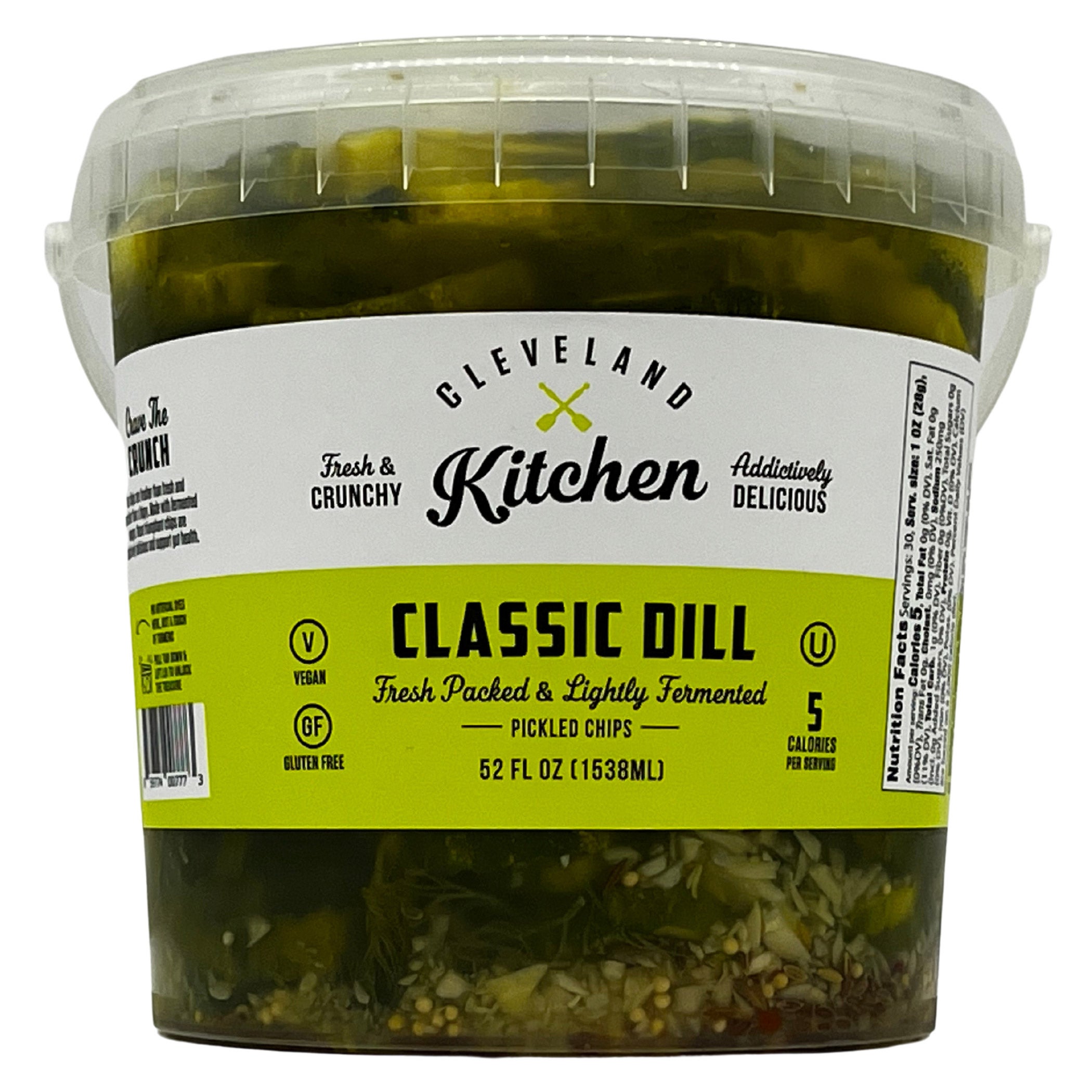 CLEVELAND KITCHEN DILL PICKLE CHIPS 52 OUNCE CONTAINER