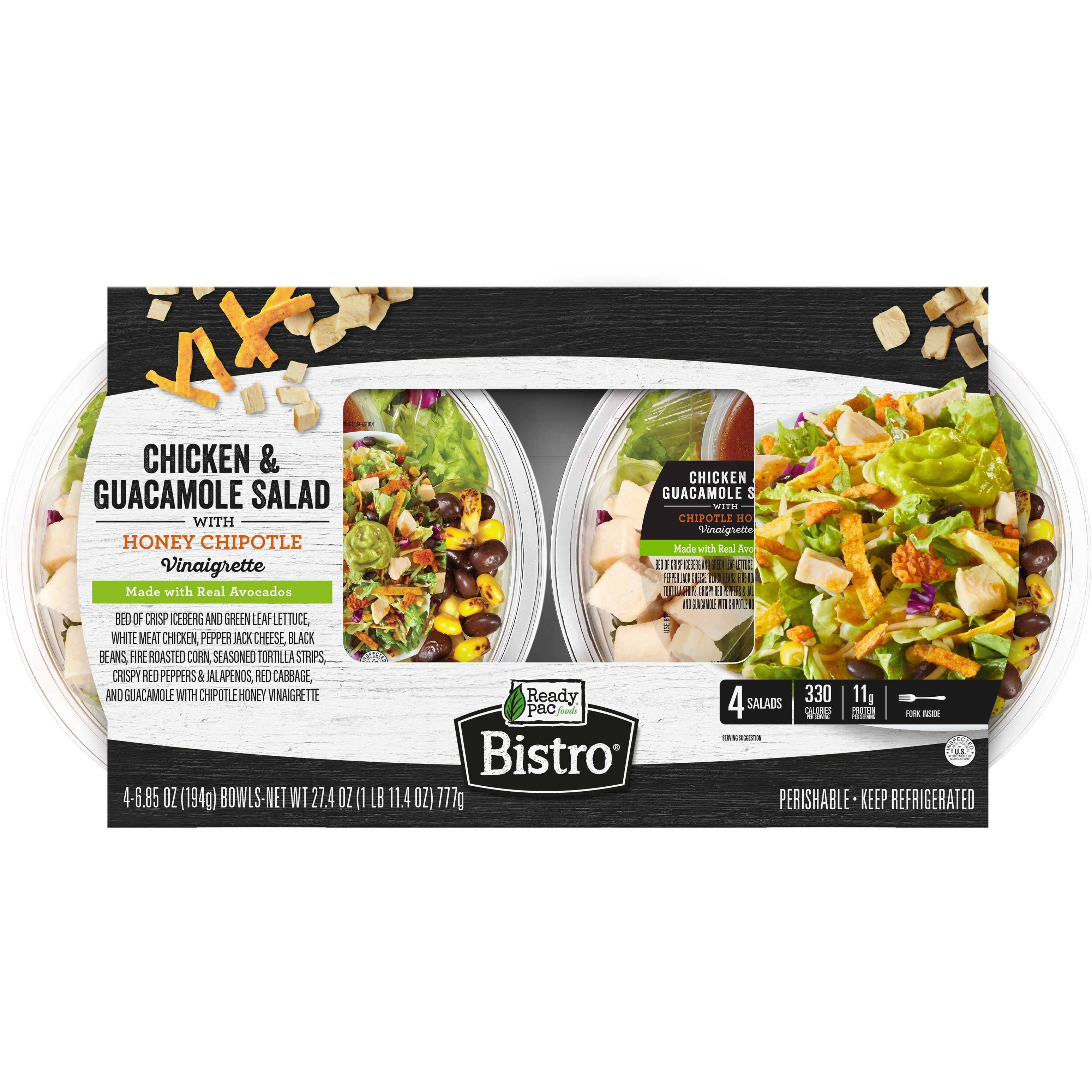 CHICKEN GUACAMOLE SALAD KIT 4/6.85 OZ BOWLS
