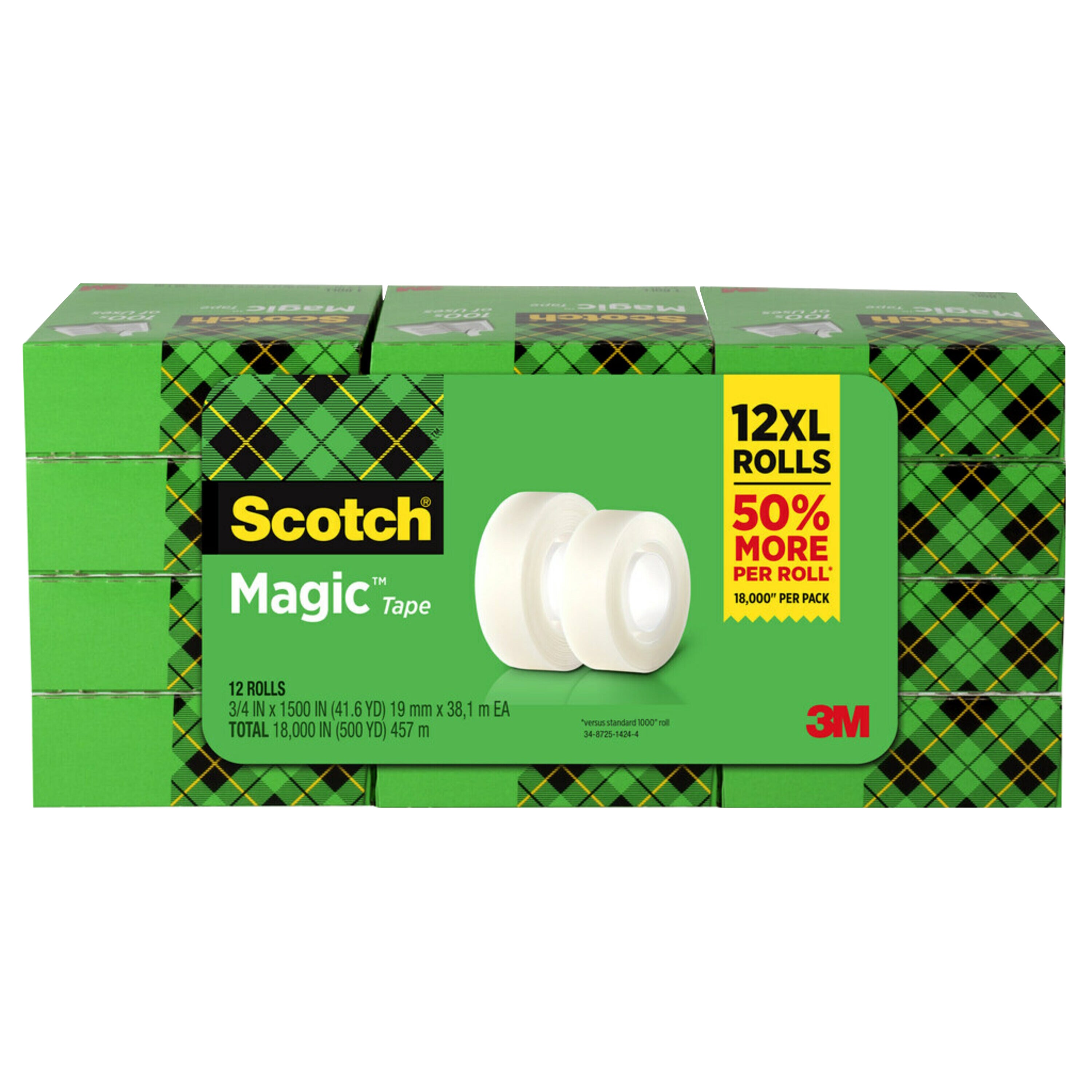 SCOTCH MAGIC TAPE REFILL 3/4¨12PK 18,000¨ TOTAL - Image 1