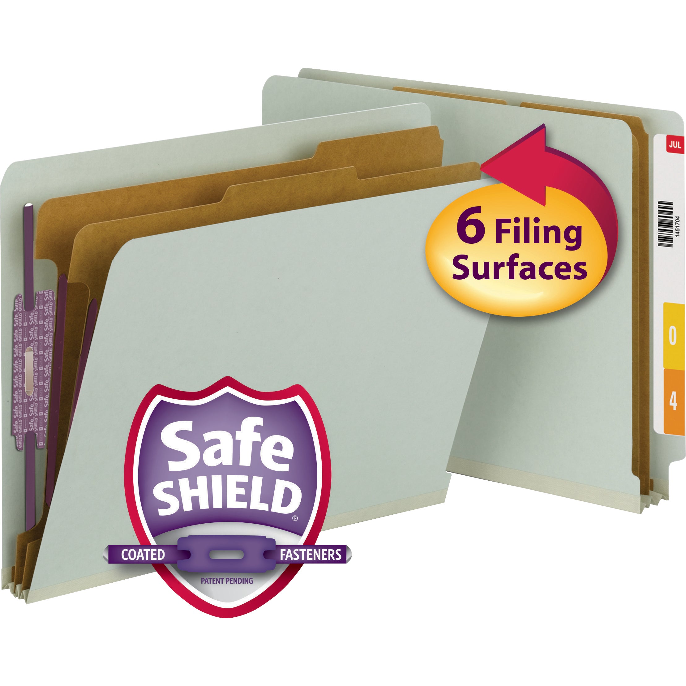SMEAD #26810 6-SECTION FOLDERS LTR GREY-GREEN 10 CT - Image 1