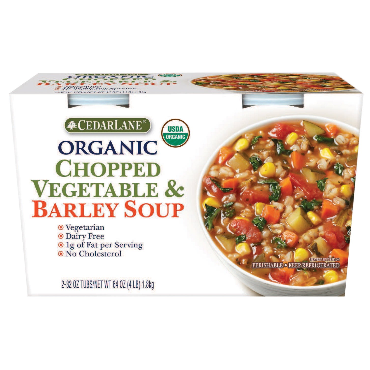 ORGANIC CEDARLANE VEGETABLE BARLEY SOUP 2 PACK 32 OUNCES EACH