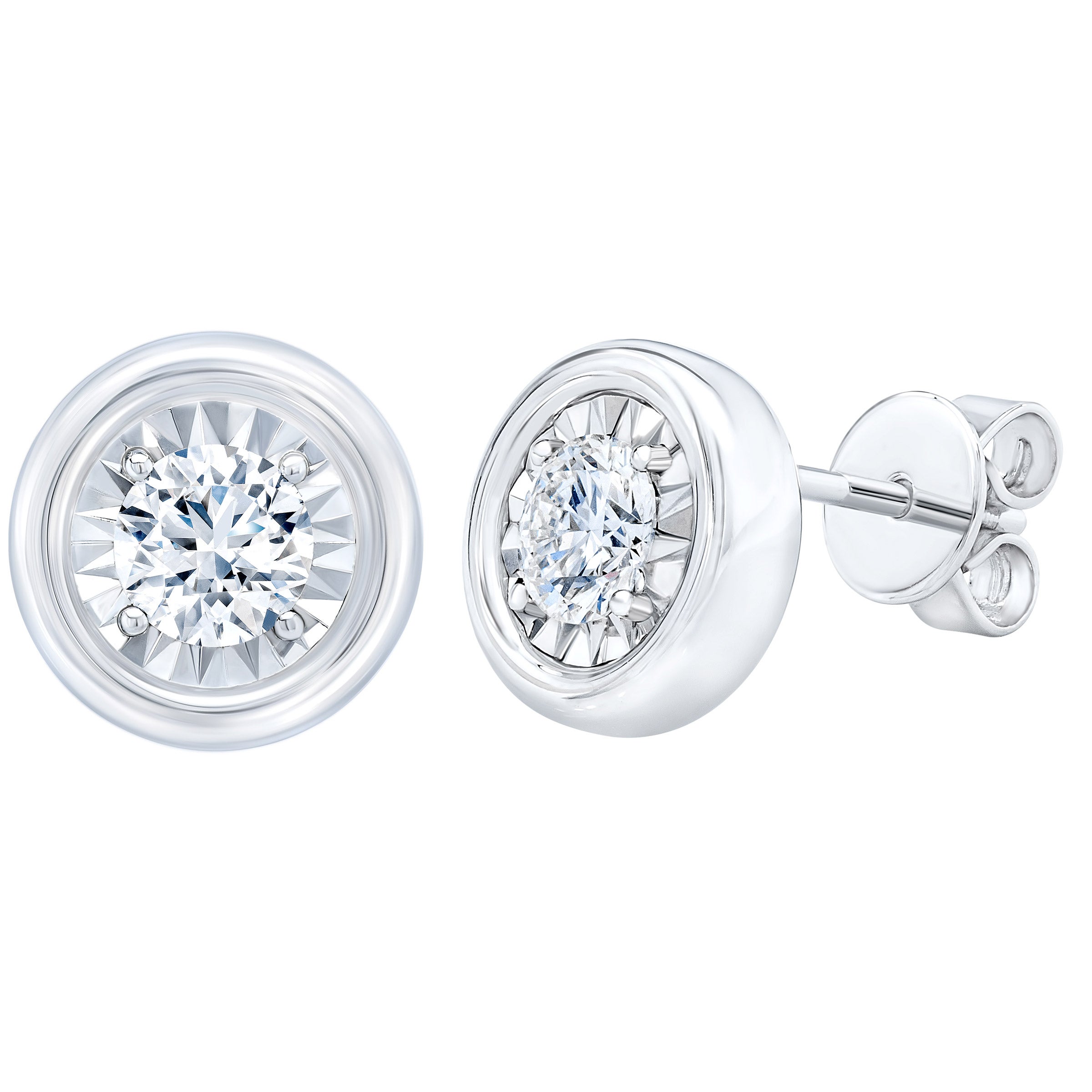 14KT WHITE GOLD VS2 I 0.60 ROUND DIAMOND STUD EARRINGS - Image 1