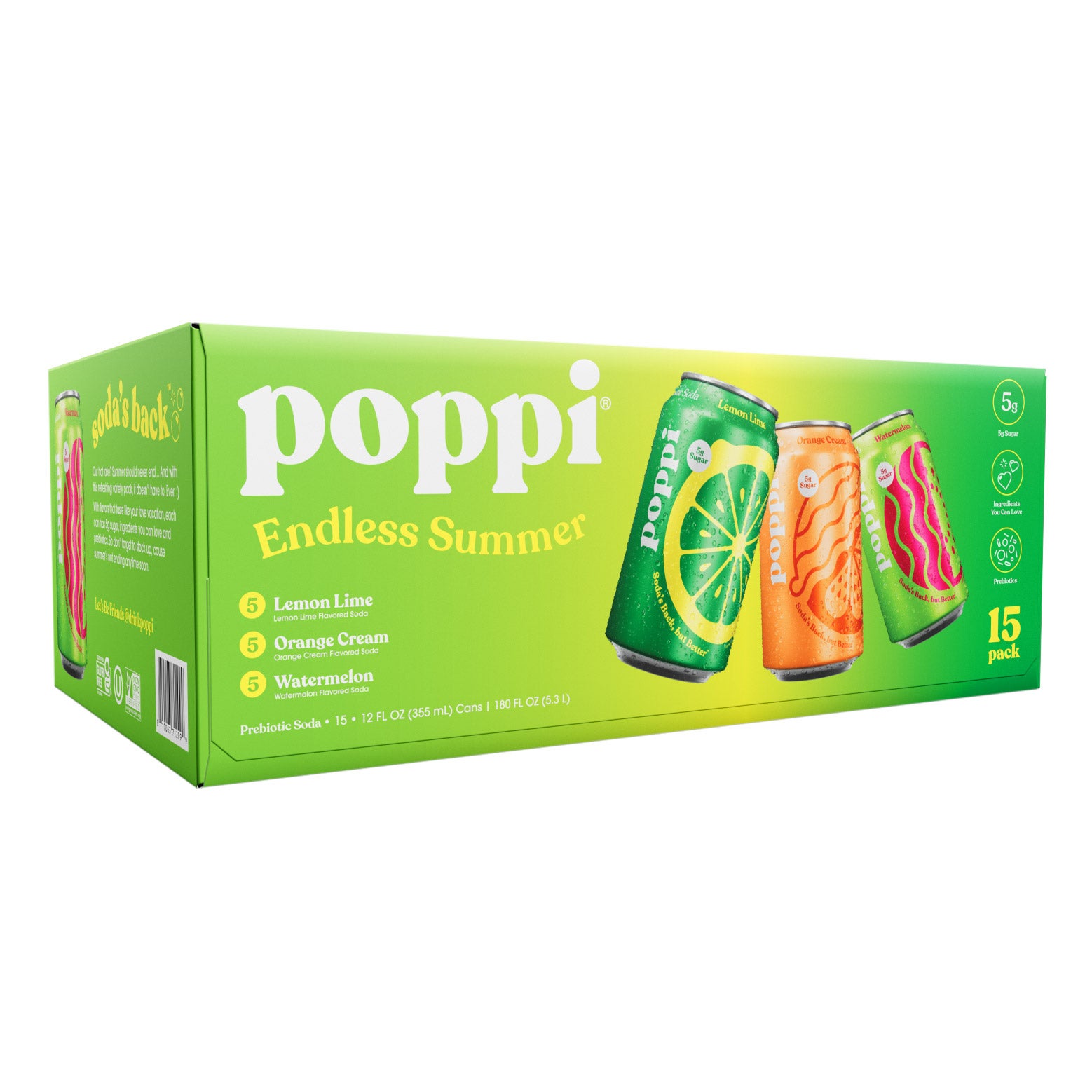 POPPI SODA VARIETY 15/12 OZ CANS