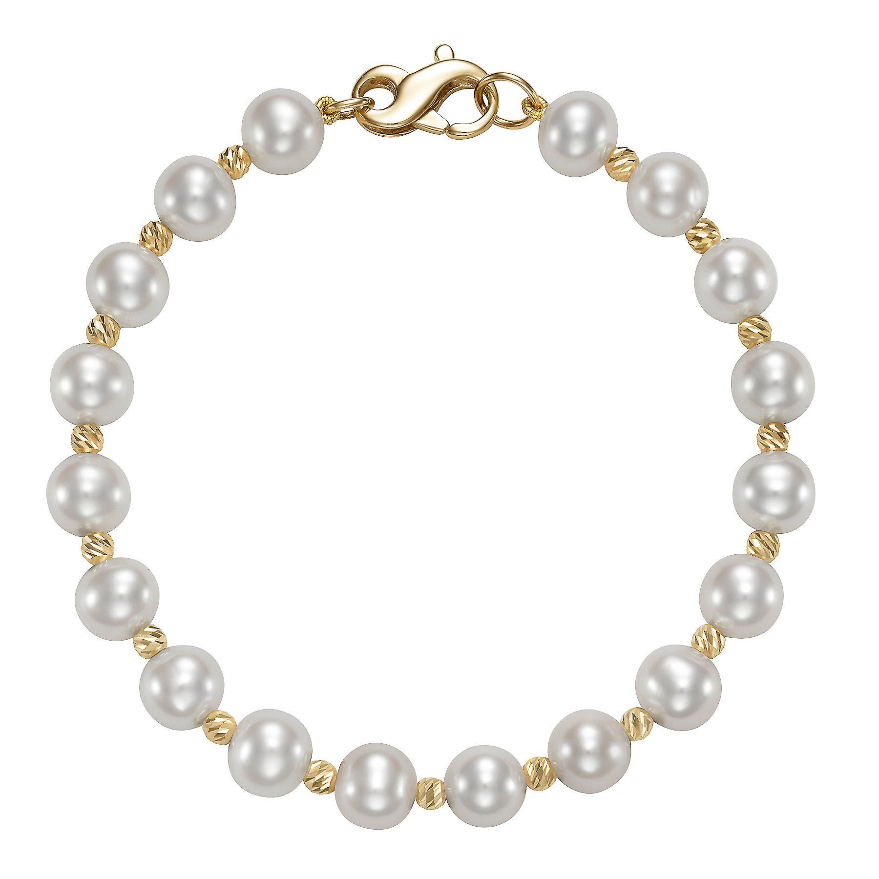 14KT GOLD 7-7.5MM FRESHWATER CULTURED PEARL 7.5¨ BRACELET - Image 1