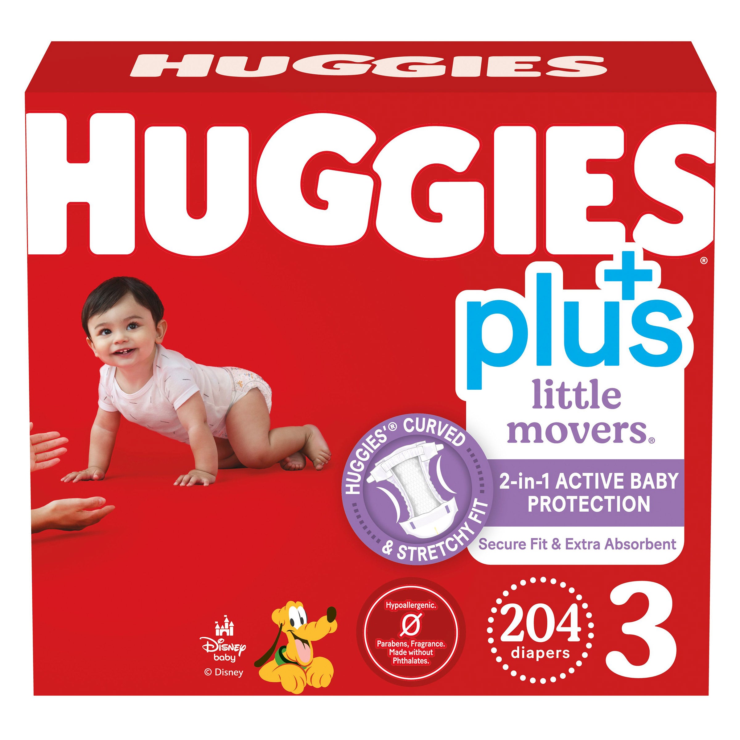 HUGGIES LITTLE MOVERS PLUS SIZE 3 - 204 COUNT - Image 1