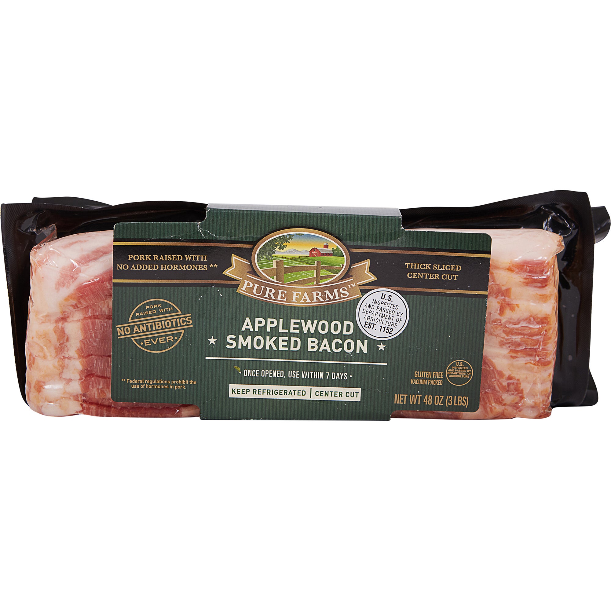 PURE FARMS APPLEWOOD SMOKED BACON 2/24 OZ