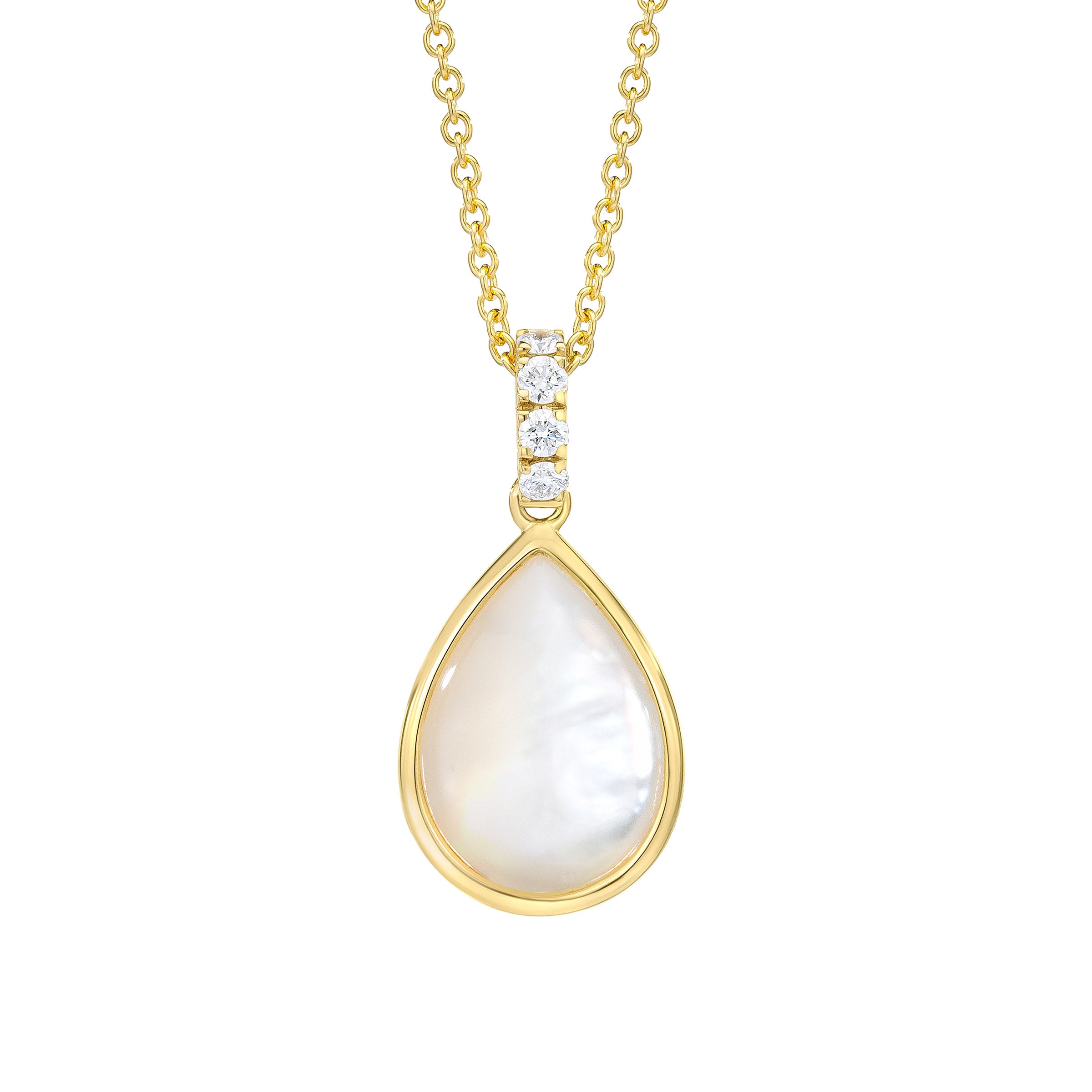 14KT YELLOW GOLD MOTHER OF PEARL & DIAMOND PENDANT