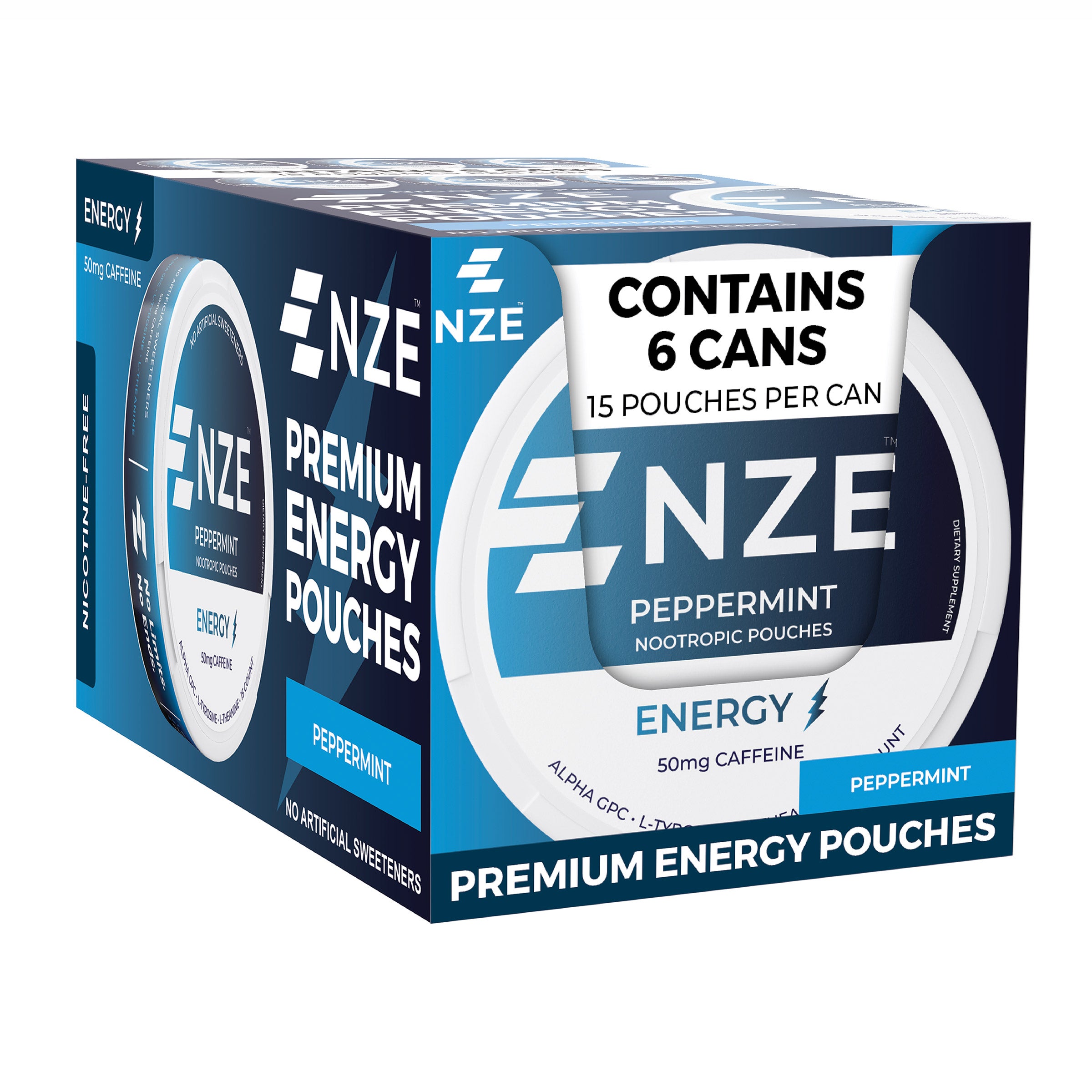 NZE PEPPERMINT ENERGY POUC 6-PACK / 15 POUCHES - Image 1