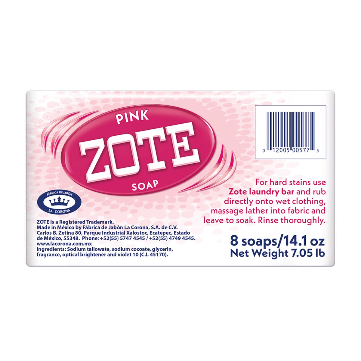 ZOTE PINK SOAP BAR STAIN REMOVER 8/PK / 14.11 OZ