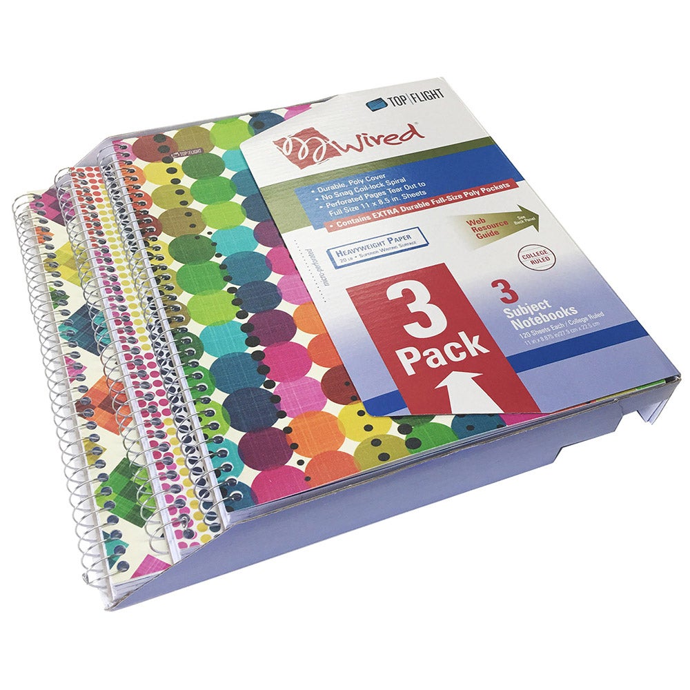 TOP FLIGHT 3 SUBJECT NOTEBOOK 120 PG/3 PACK - Image 1