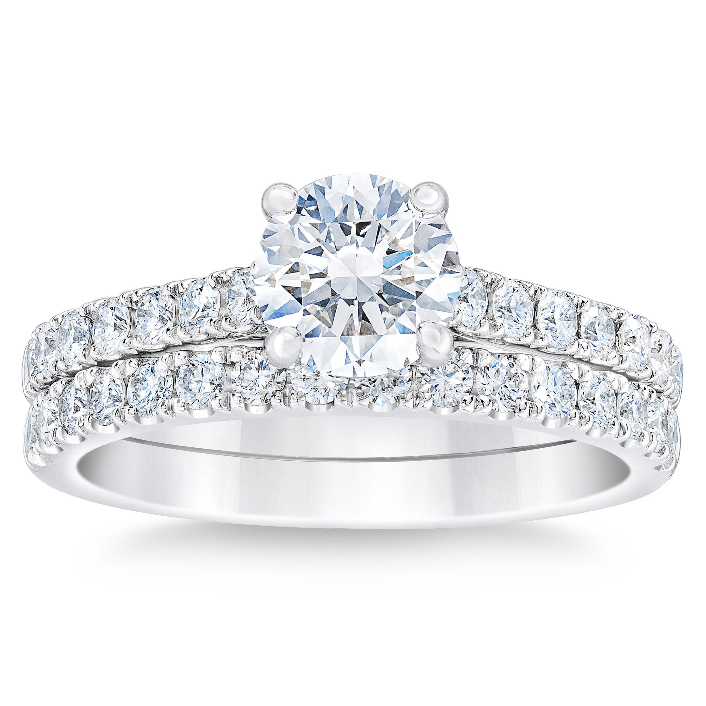1.75CTW ROUND DIAMOND PLATINUM WEDDING SET 1.03CT CENTER VVS2 "H"