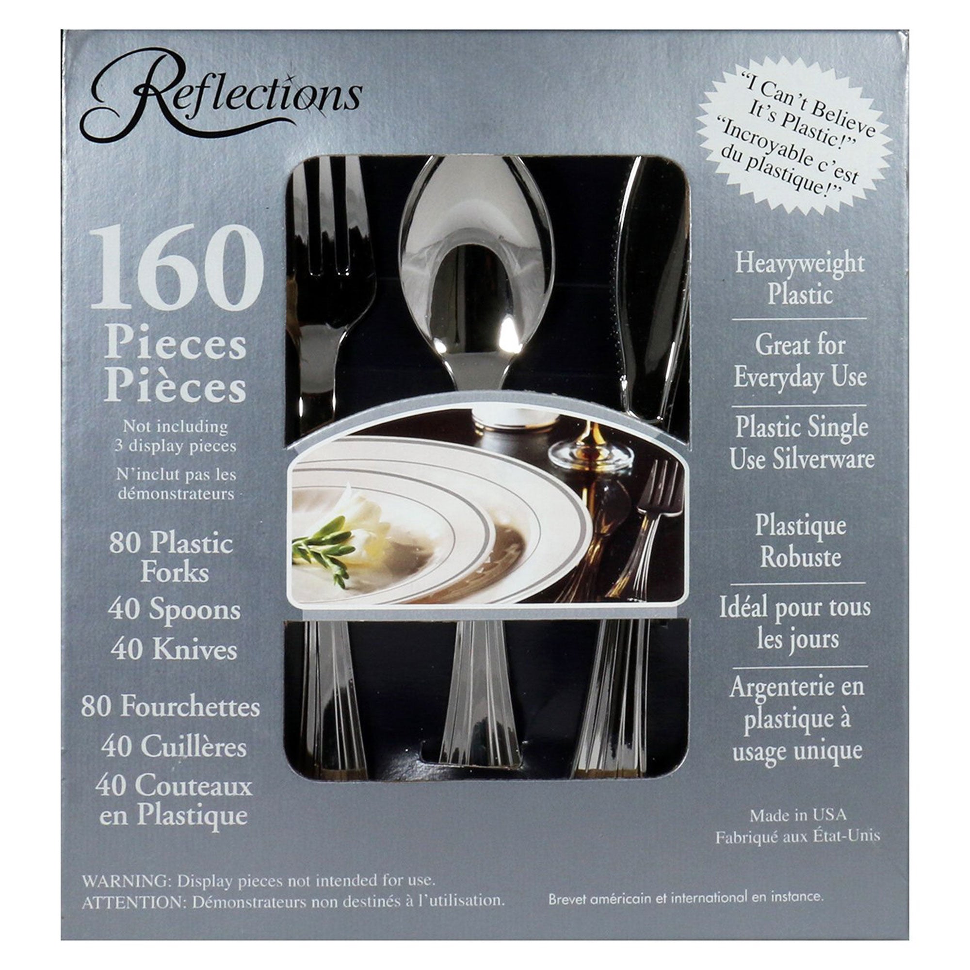REFLECTIONS SILVER PLASTIC CUTLERY 160 COUNT - Image 1