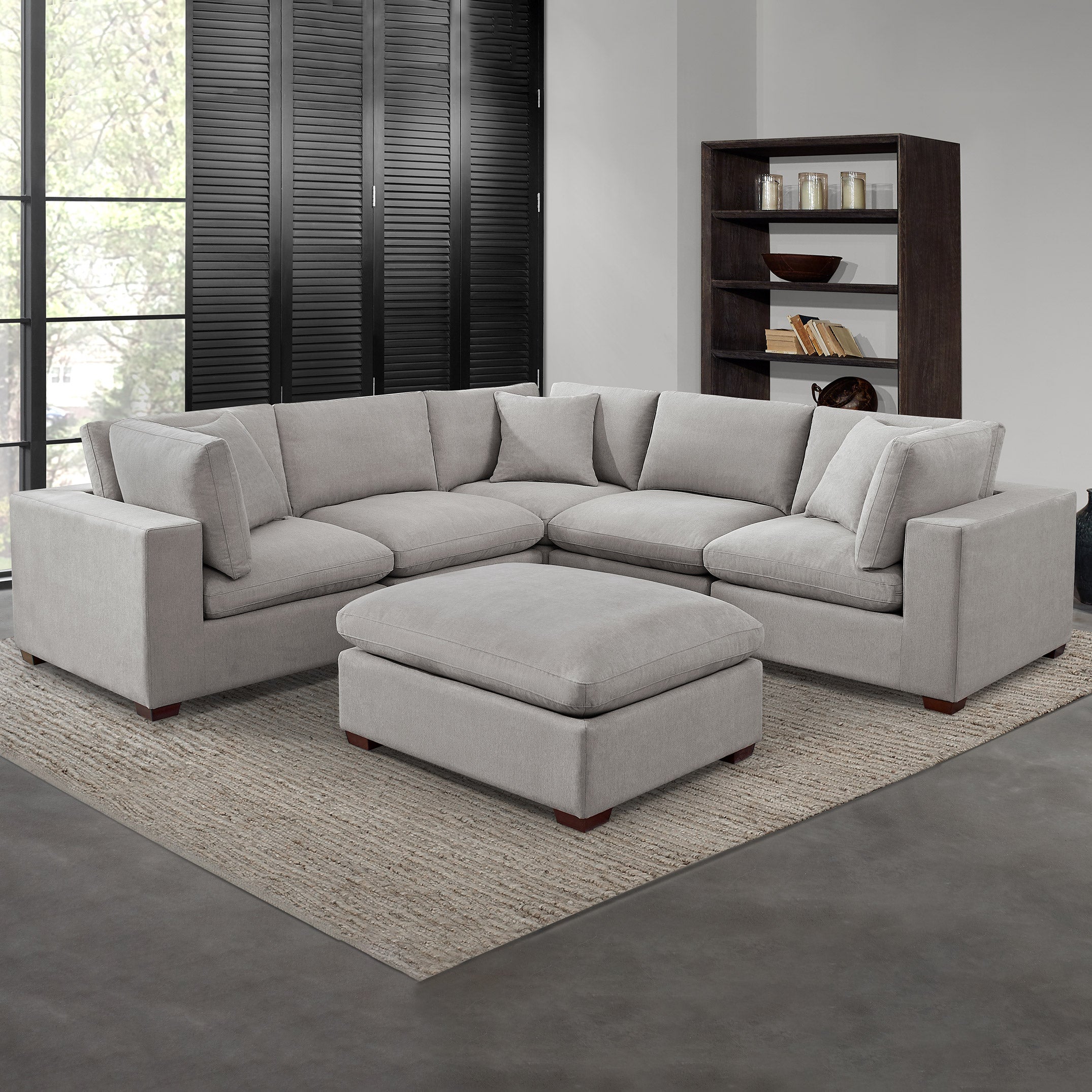 THOMASVILLE LOWELL 6PC FABRIC MODULAR SECTIONAL WITH OTTOMAN