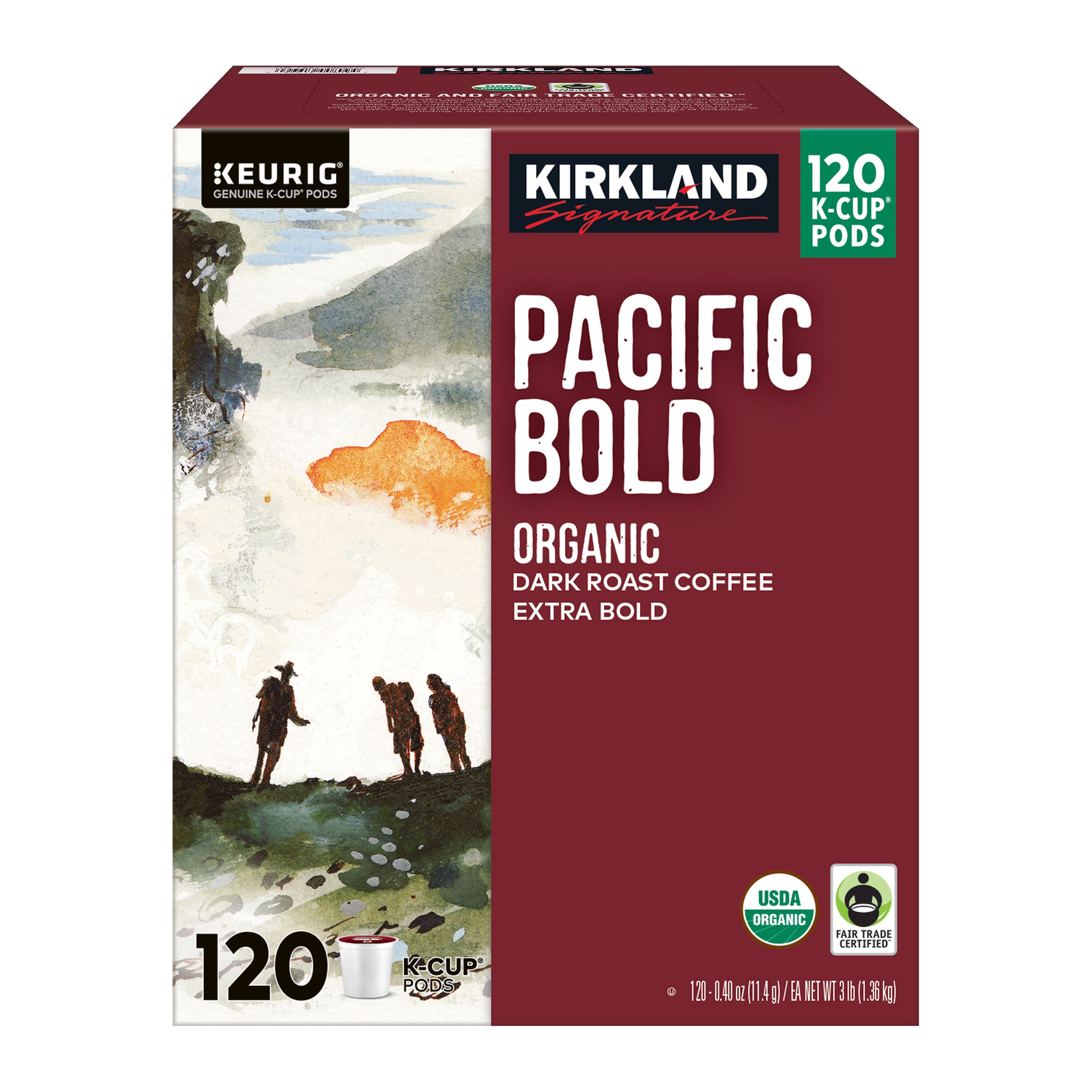 KIRKLAND SIGNATURE PACIFIC BOLD 120 CT ORGANIC K-CUP PODS - Image 1