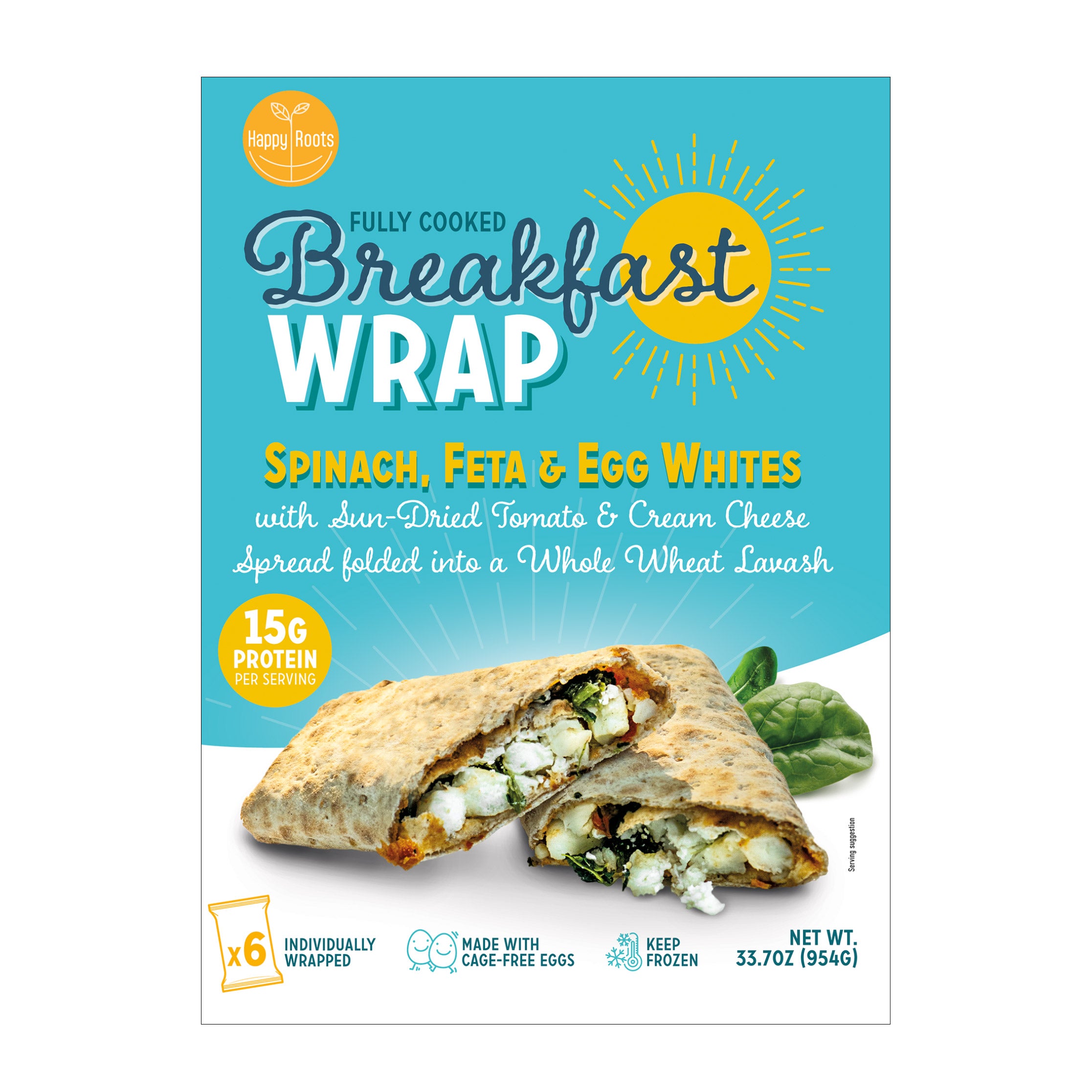 HAPPY ROOTS SPINACH FETA EGG WHITE WRAPS 6 CT - Image 1
