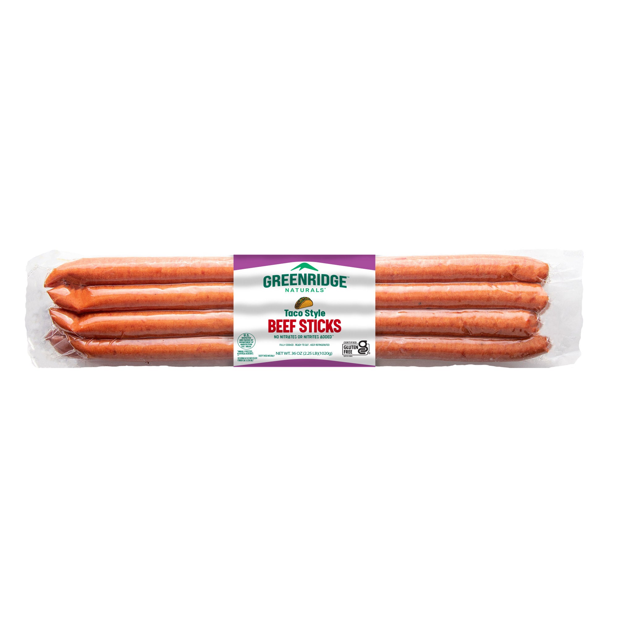 GREENRIDGE NATURALS BEEF TACO SNACK STICKS 3/12 OZ