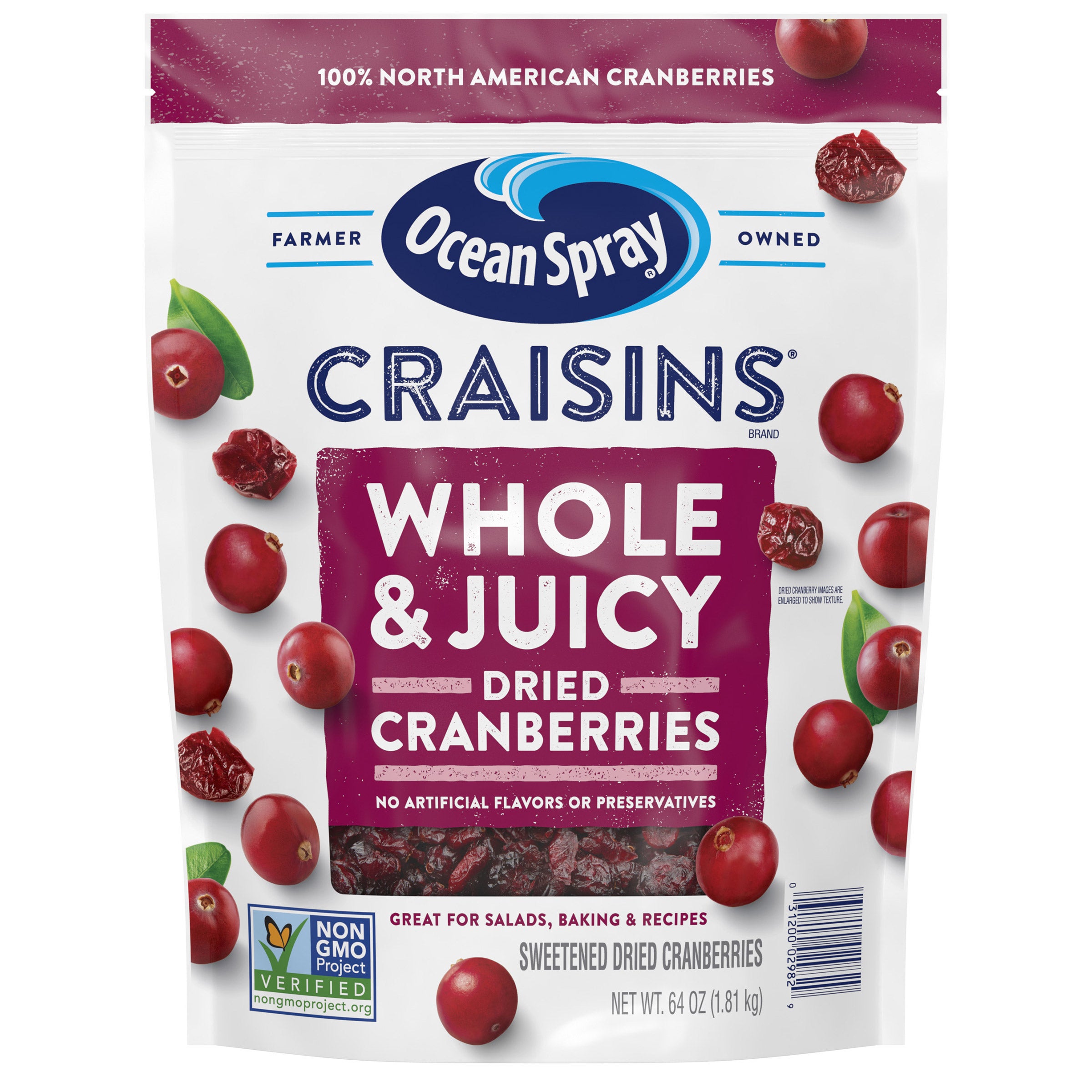 OCEAN SPRAY WHOLE CRAISINS 64 OZ - Image 1