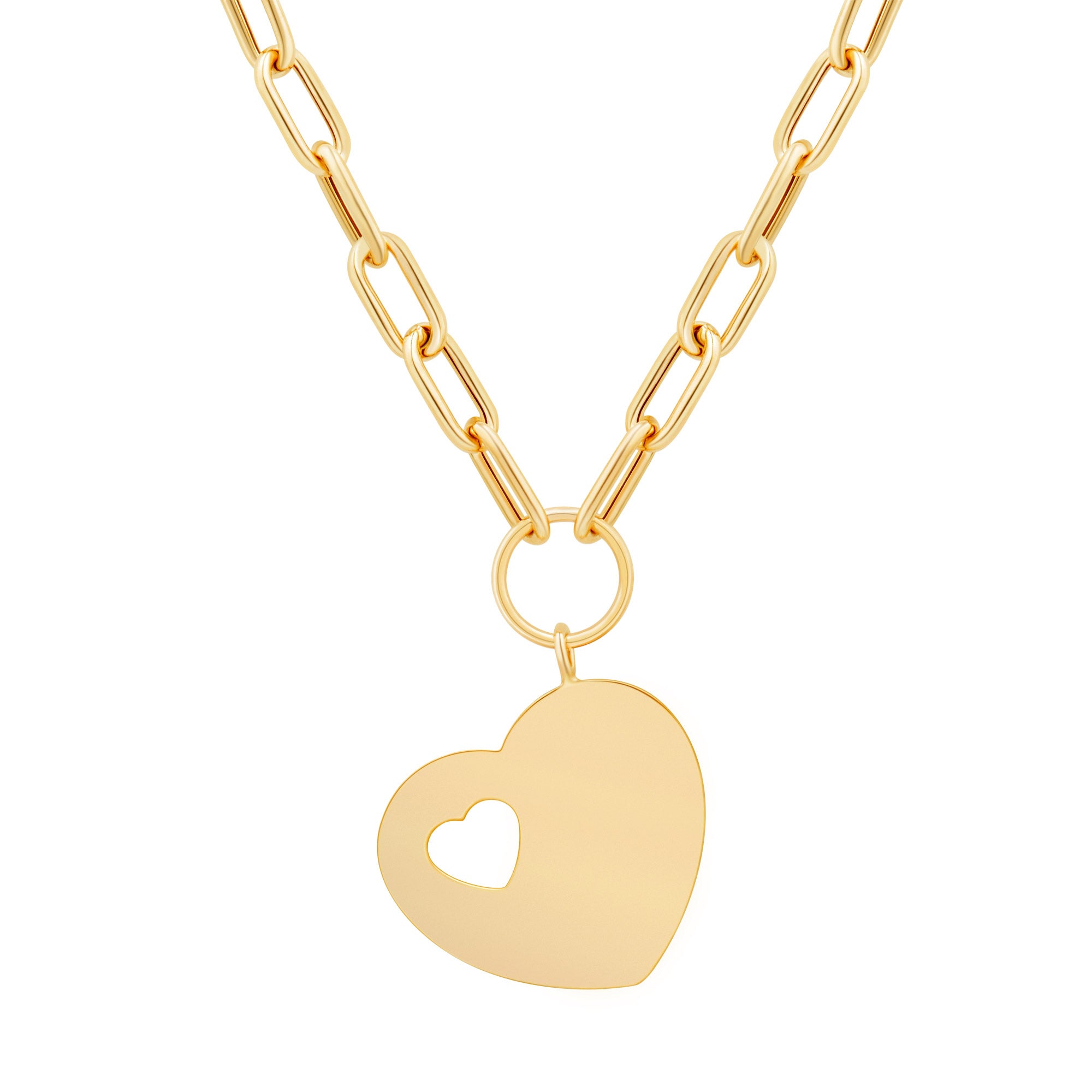 14KT YELLOW GOLD 18¨ HEART NECKLACE MADE IN ITALY - Image 1