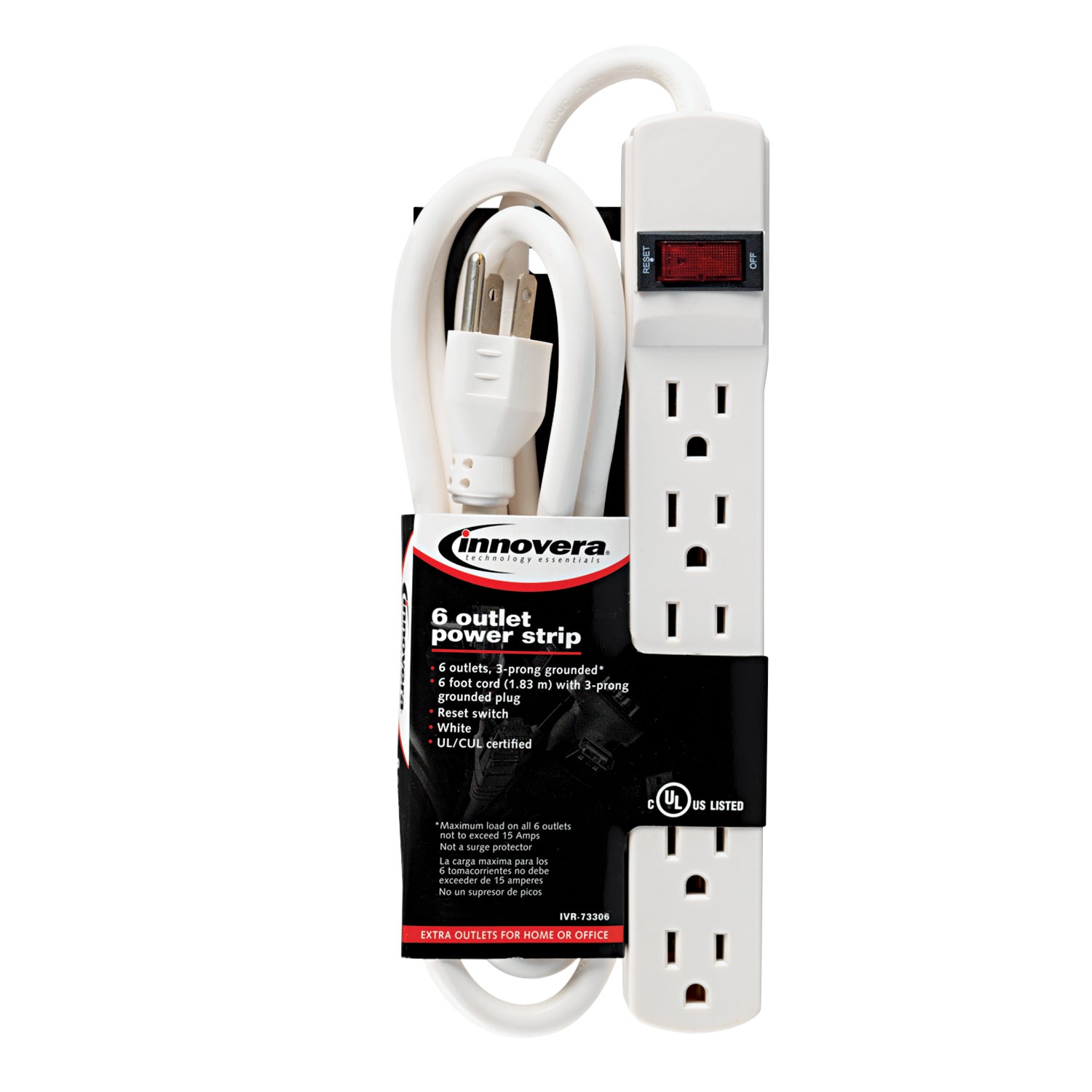INNOVERA 6' 6 OUTLET PWR STRIP IVR73306 - Image 1