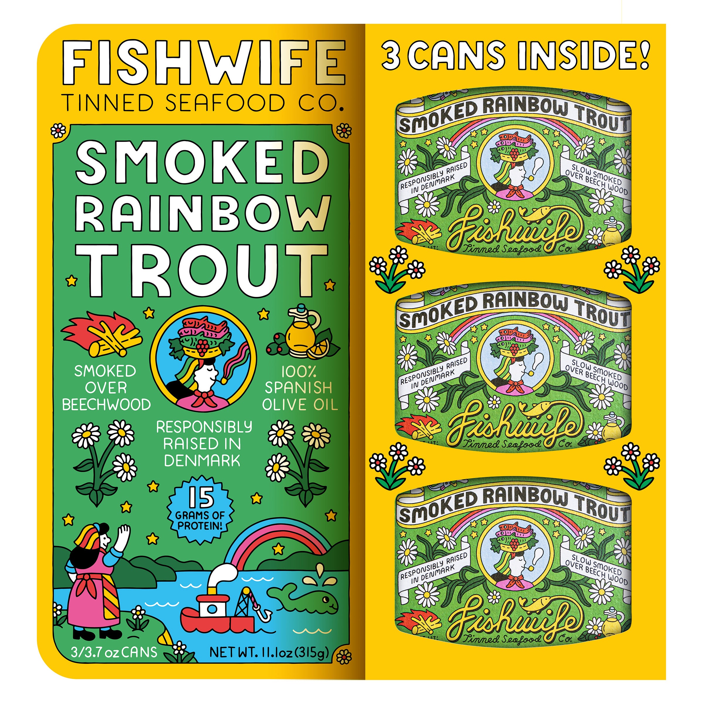 FISHWIFE SMOKED RAINBOW TROUT 3/3.7 OUNCE CANS