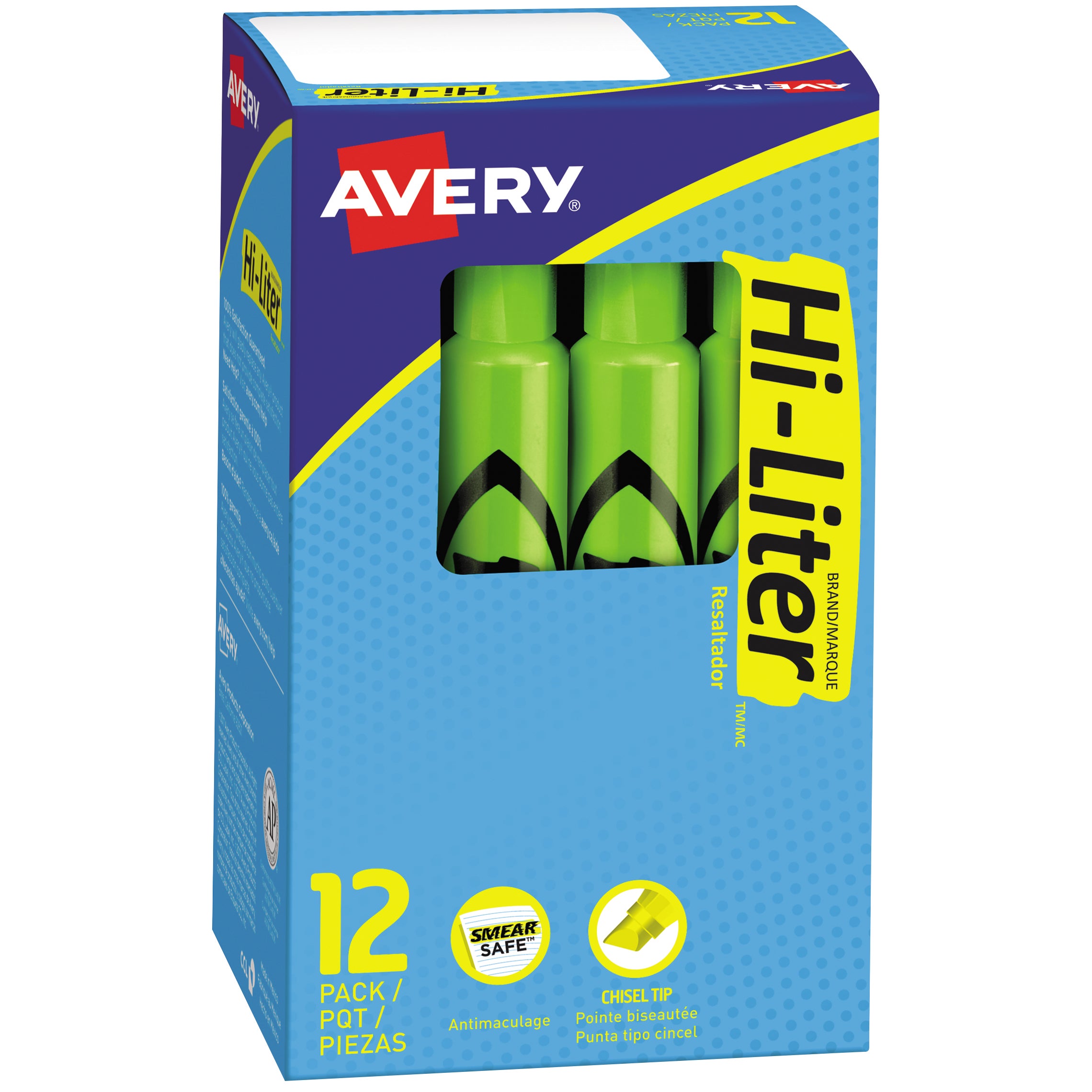 AVERY HILITER DSK FLOURESCENT 24 MARKERS AVE24020KT 2CT GREEN