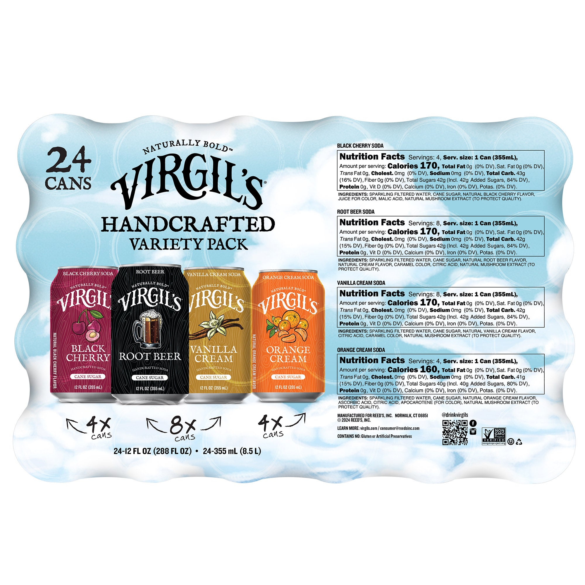 VIRGIL'S HANDCRAFTED SODA 24 COUNT 12 OZ EACH