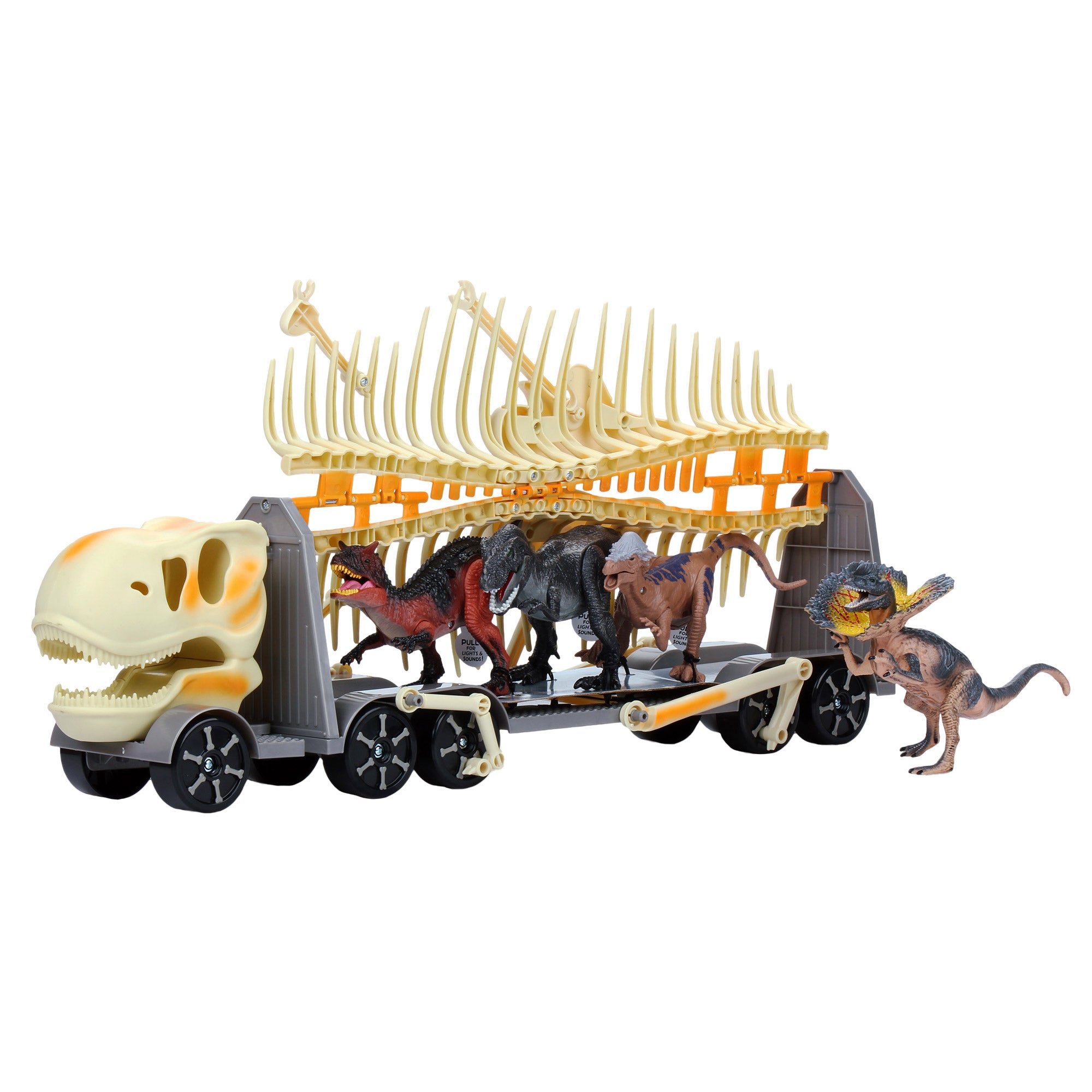 DINO HAULER W/ 4 LIGHT AND SOUND DINOS