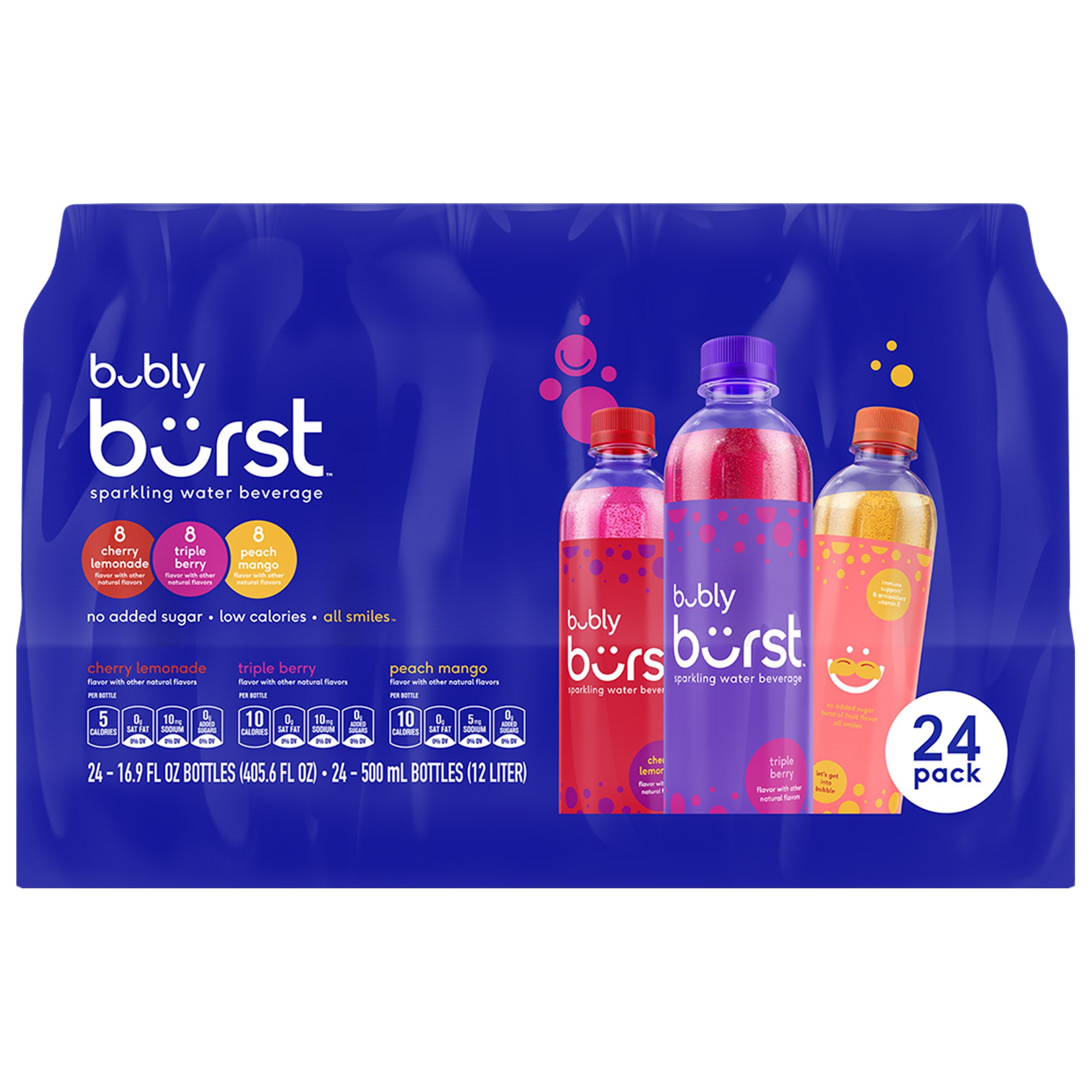 BUBLY BURST SPARKLING WATER VTY 24 PACK 16.9 OUNCES - Image 1