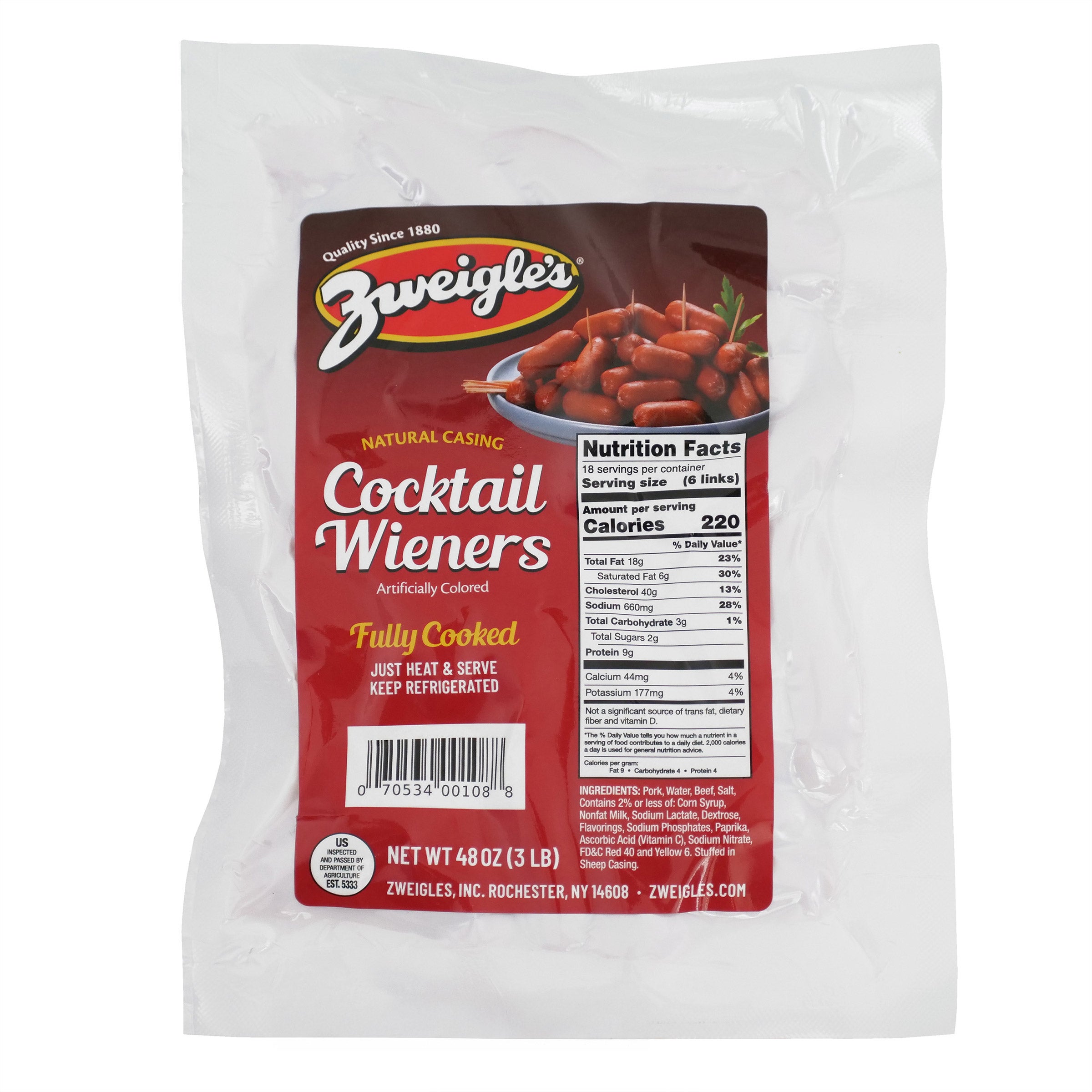 ZWEIGLE'S COCKTAIL WIENERS 3 LB