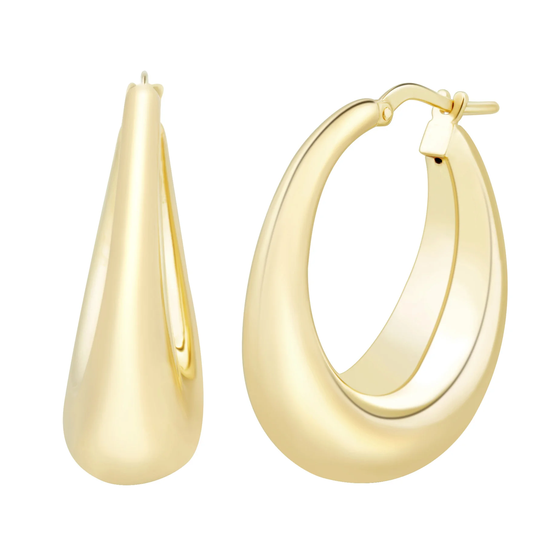 18KT YELLOW GOLD FANCY SHAPE HOOP EARRINGS - Image 1