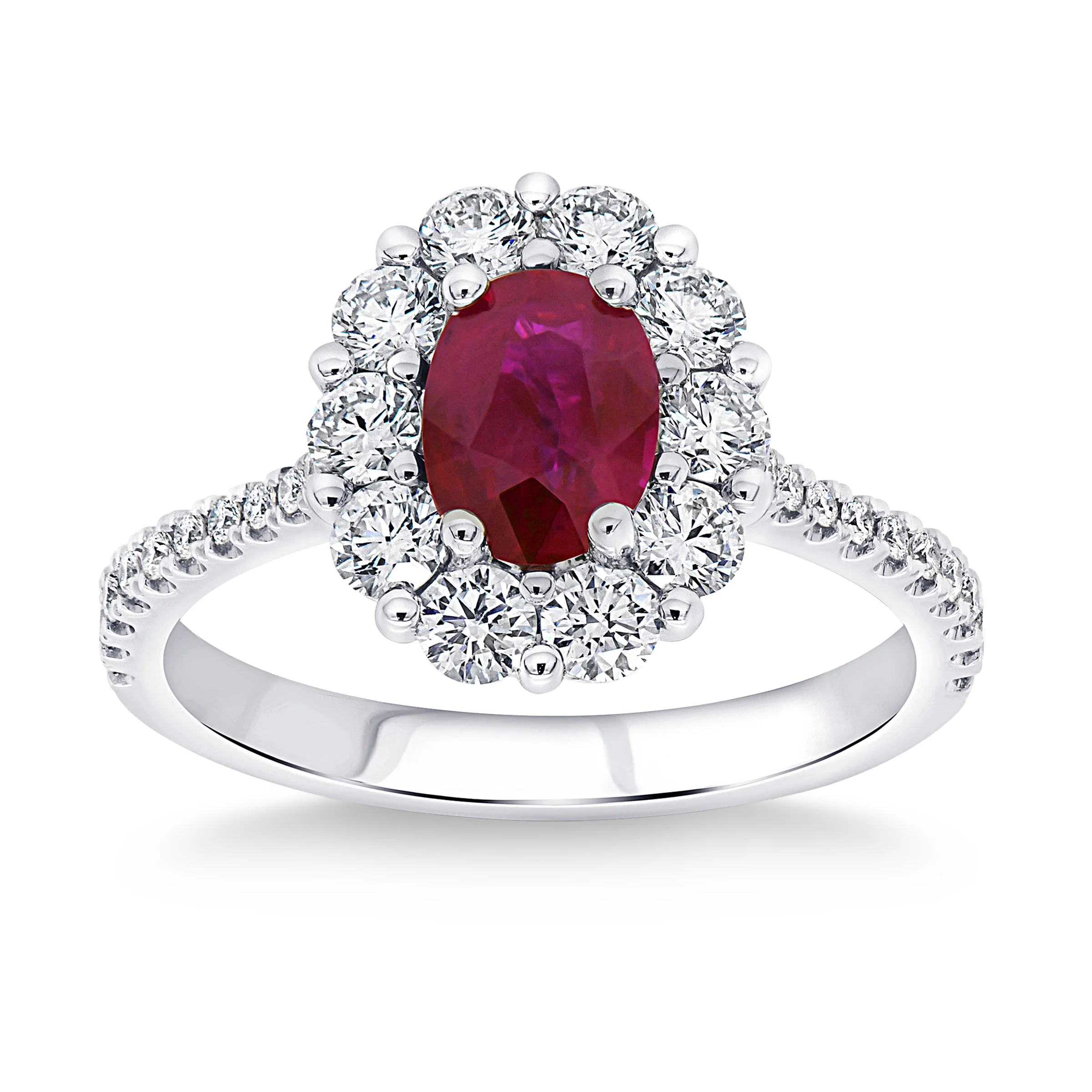 PLATINUM 0.85CTW VS2 I 7X5MM OVAL RUBY DIAMOND RING SIZE 7 - Image 1