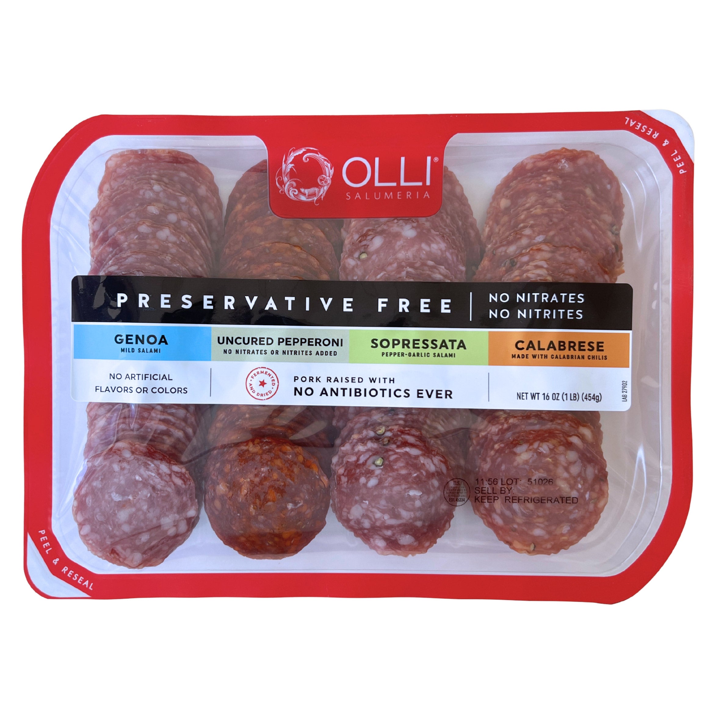 OLLI SALUMERIA PRESERVATIVE FREE SALAMI VARIETY 16 OZ - Image 1