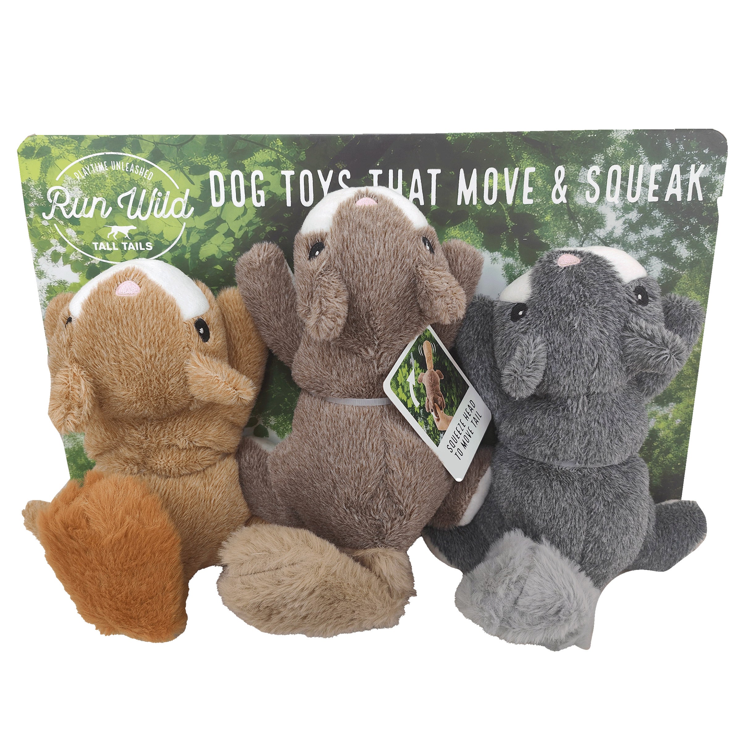 RUN WILD DOG TOYS THAT MOVE & SQUEAK 3 PACK