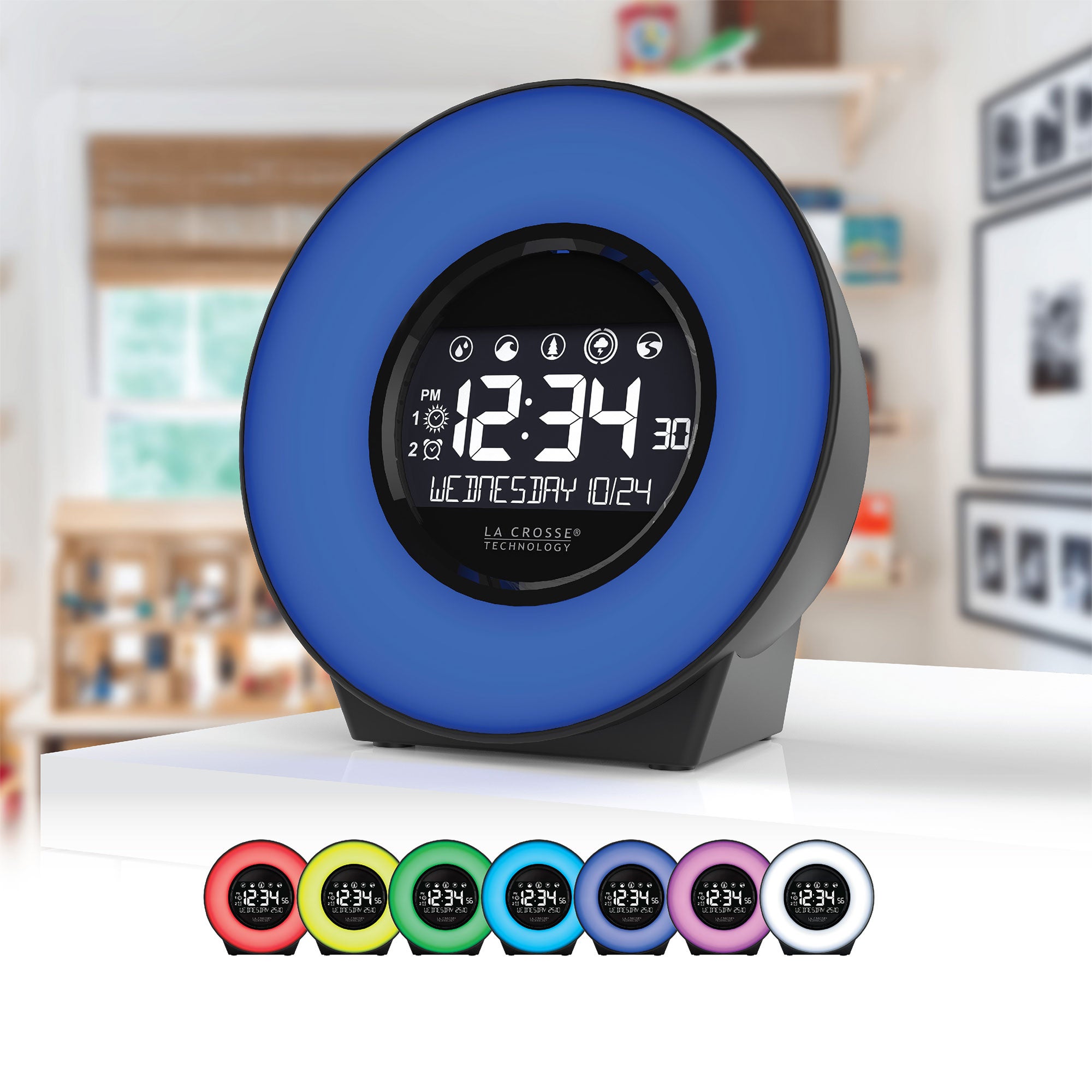 LA CROSSE MOOD LIGHT COLOR LCD ALARM CLOCK^ - Image 1