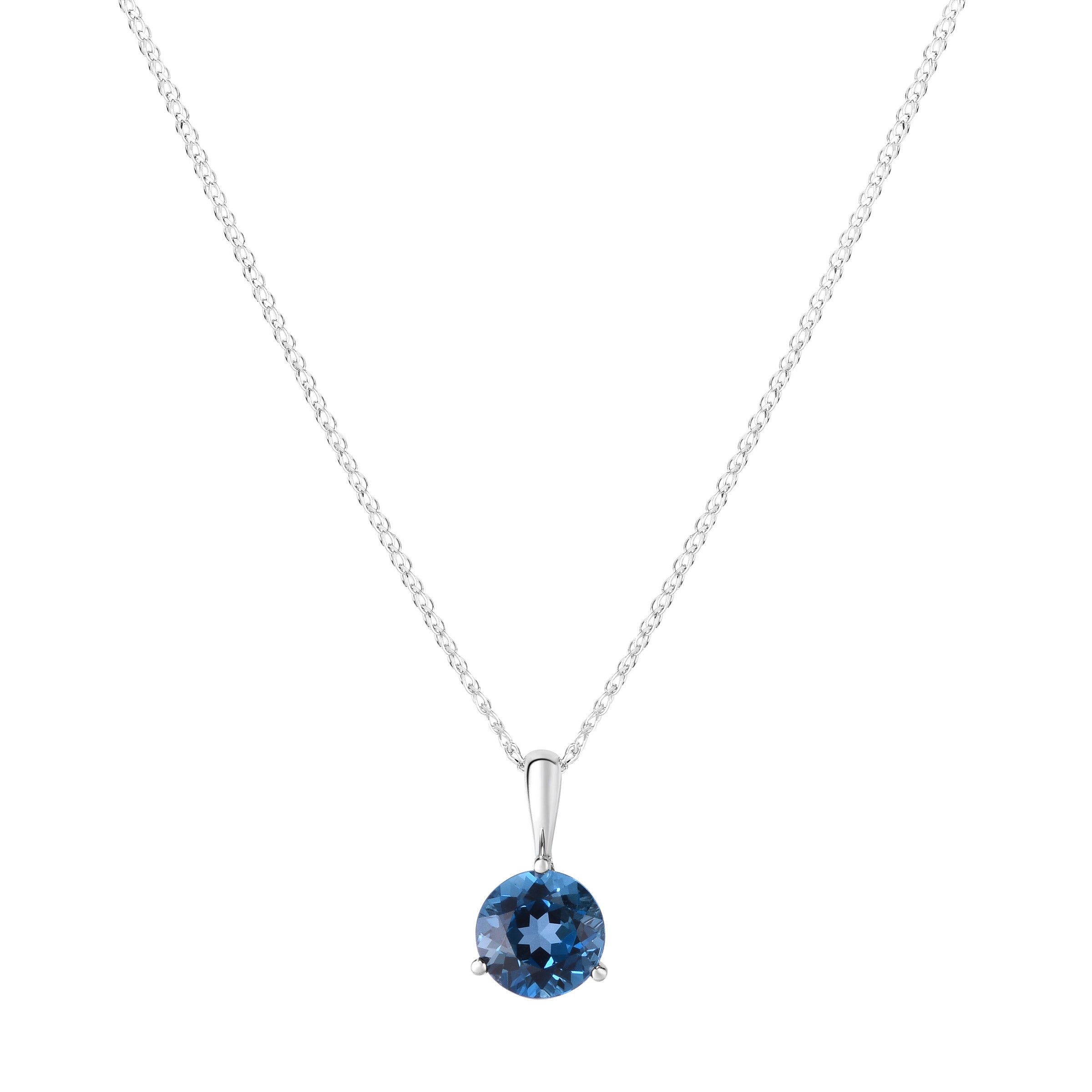 14KT WHITE GOLD 8MM LONDON TOPAZ 18¨ PENDANT - Image 1