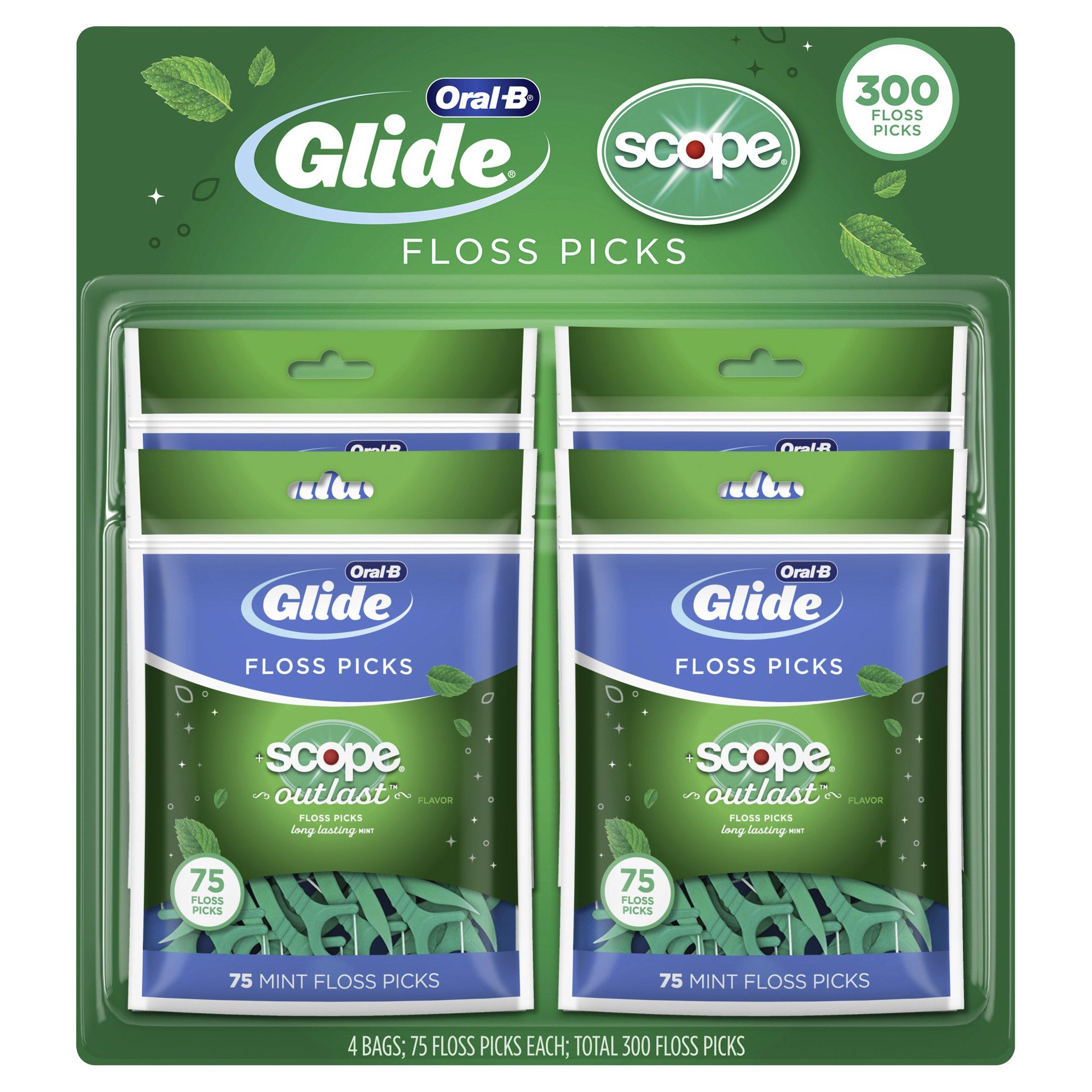 ORAL-B GLIDE FLOSS PICKS WITH SCOPE, 300 CT
