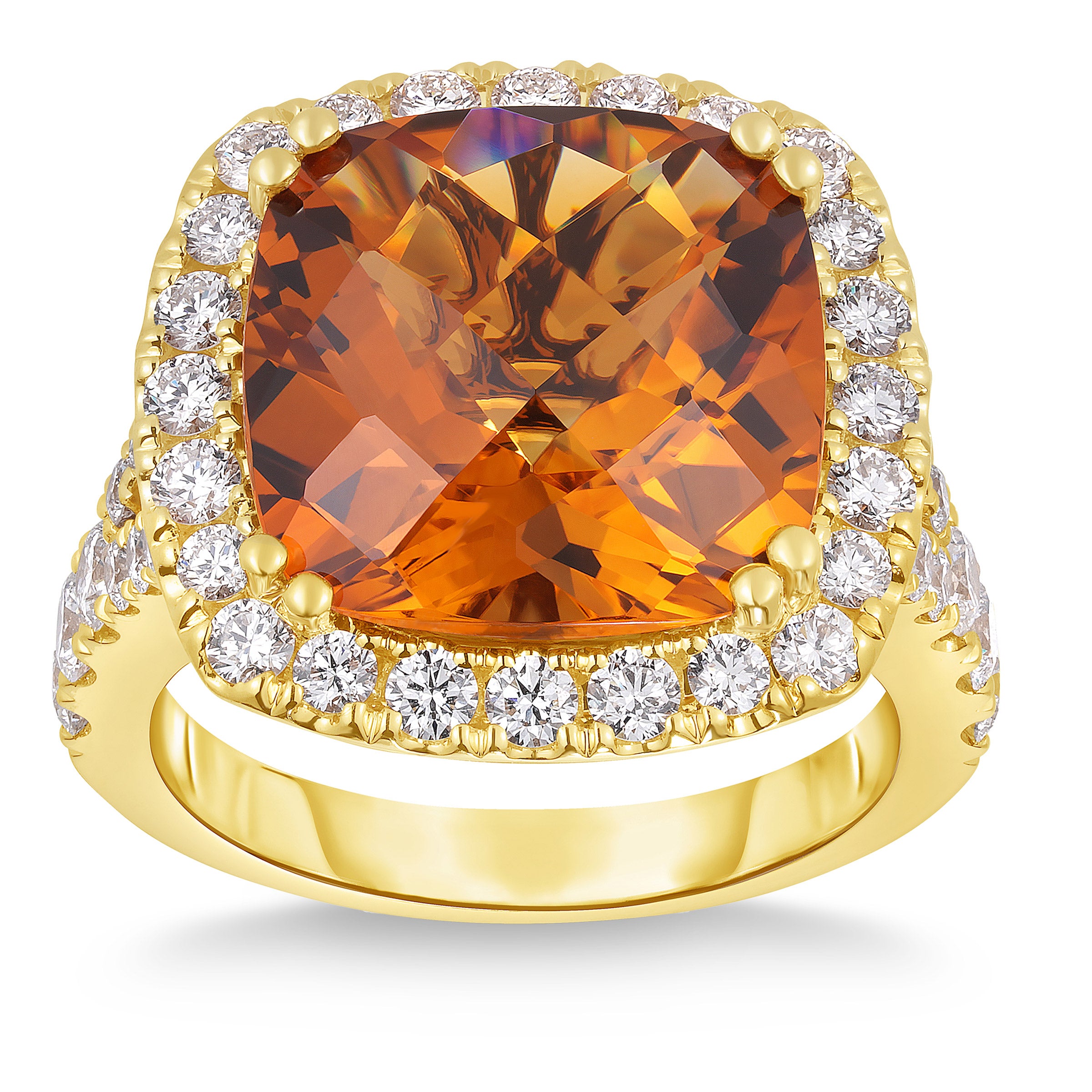 14KT YELLOW GOLD VS2 I 1.35CWT DIAMOND AND CITRINE RING