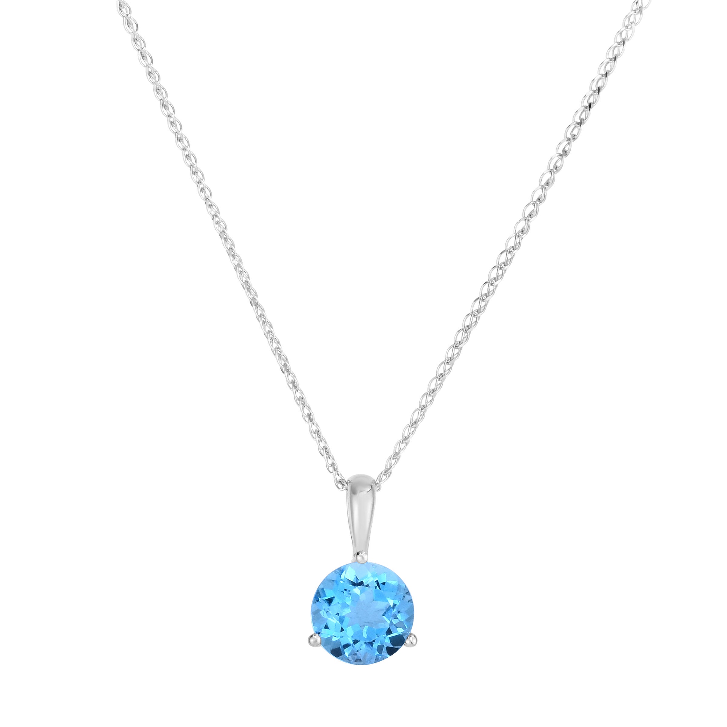 14KT WHITE GOLD SWISS BLUE TOPAZ NECKLACE 18¨